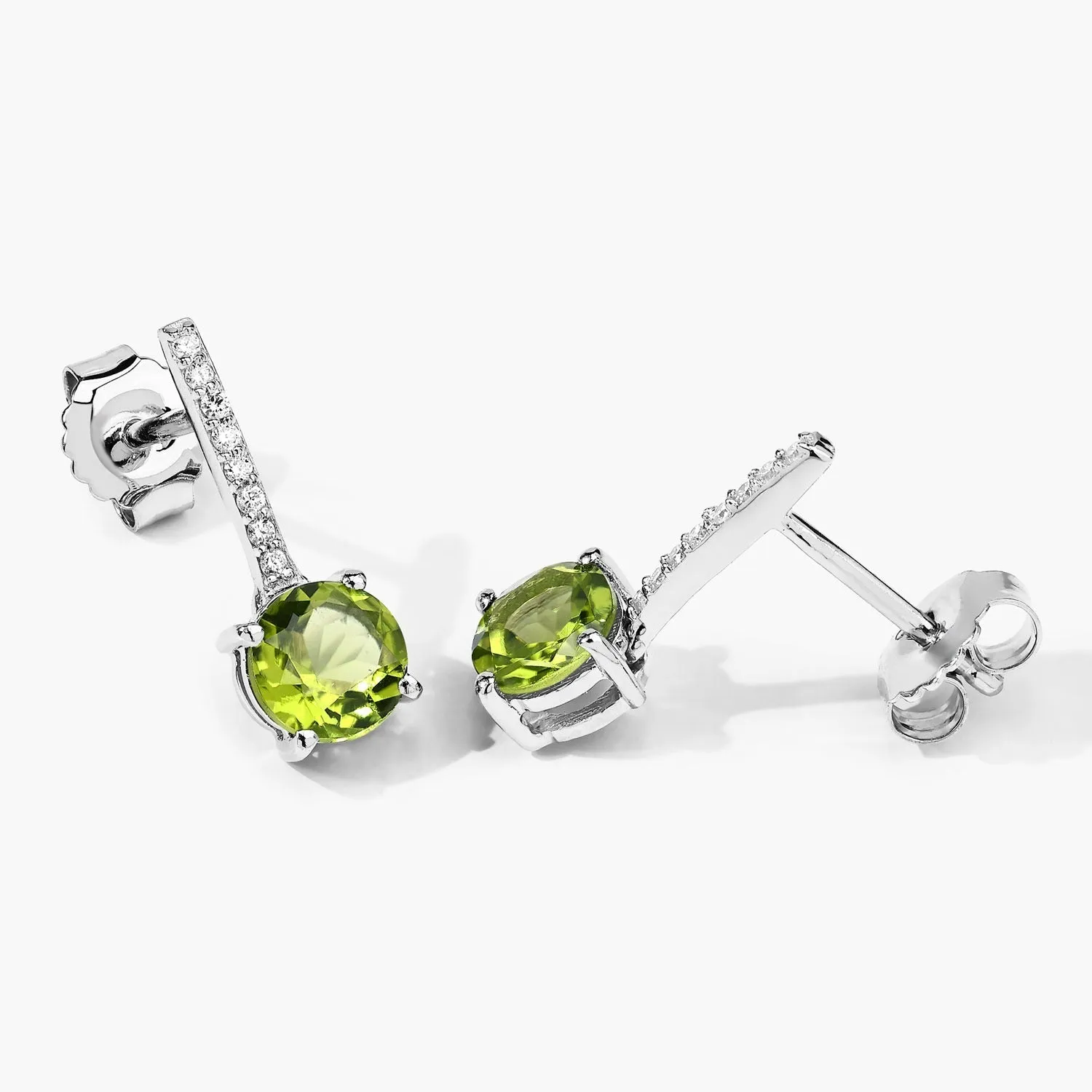 1.60 Ct Round Green Peridot & Lab Diamond Prong Silver Dangle Earrings sold by Zulily product image thumbnail 3