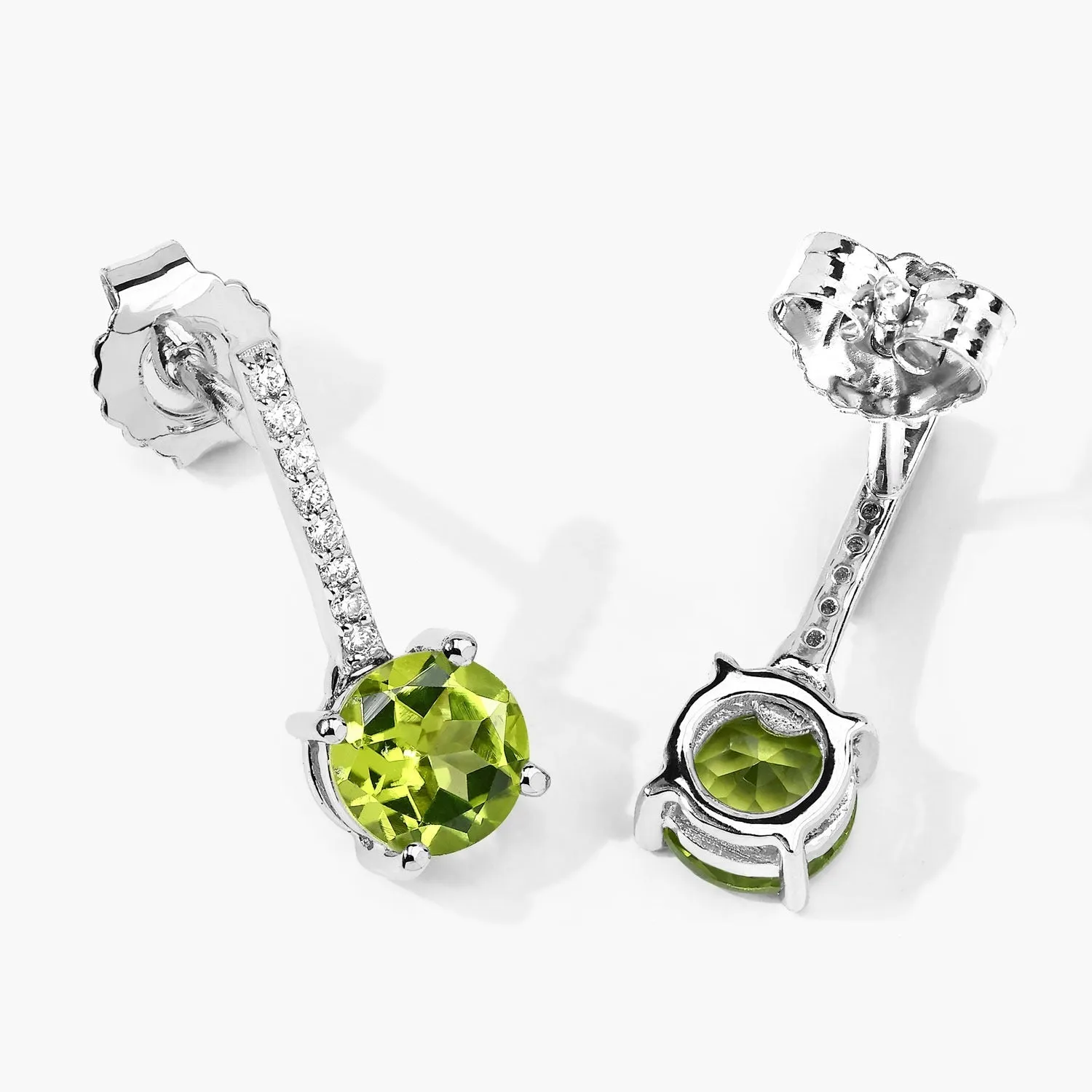 1.60 Ct Round Green Peridot & Lab Diamond Prong Silver Dangle Earrings sold by Zulily product image thumbnail 4