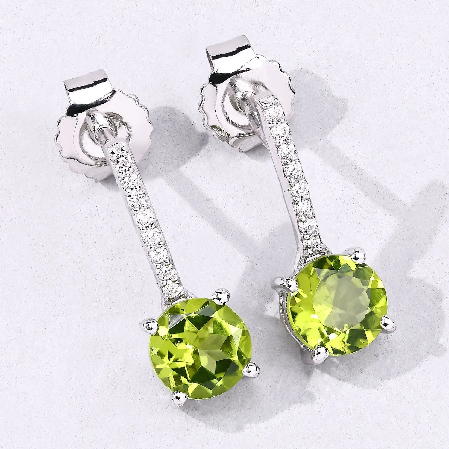 1.60 Ct Round Green Peridot & Lab Diamond Prong Silver Dangle Earrings sold by Zulily product image thumbnail 5