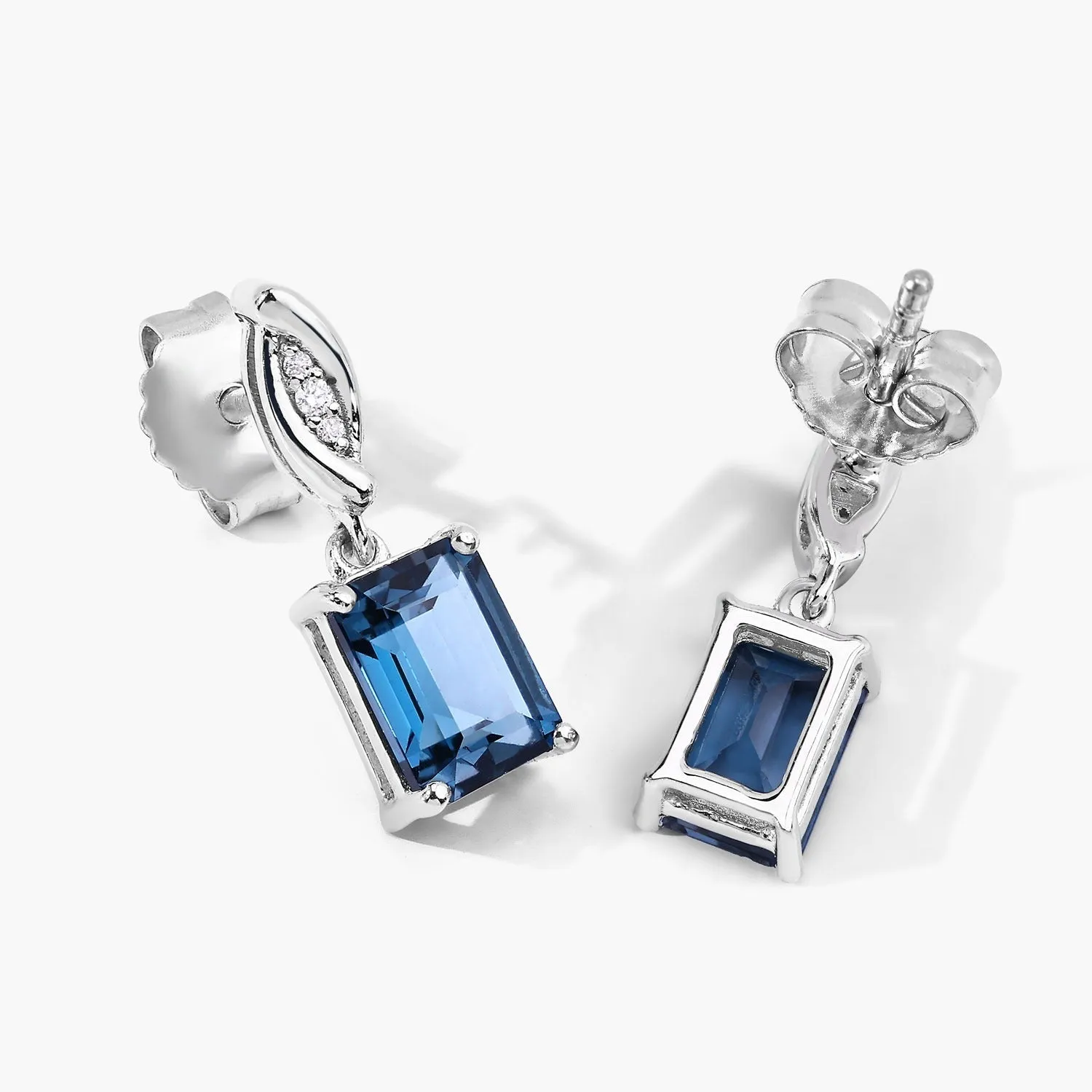 2.14 Ct Octagon London Blue Topaz & Lab Diamond Prong Silver Dangle Earrings sold by Zulily product image thumbnail 3