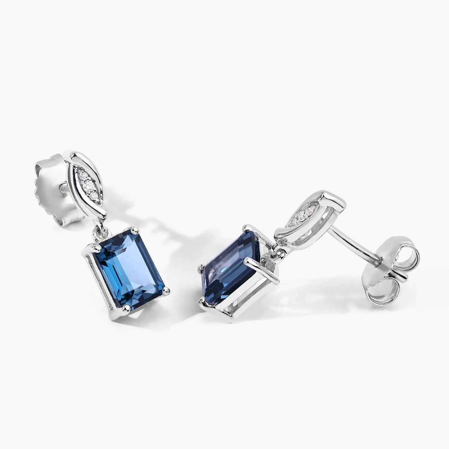 2.14 Ct Octagon London Blue Topaz & Lab Diamond Prong Silver Dangle Earrings sold by Zulily product image thumbnail 4