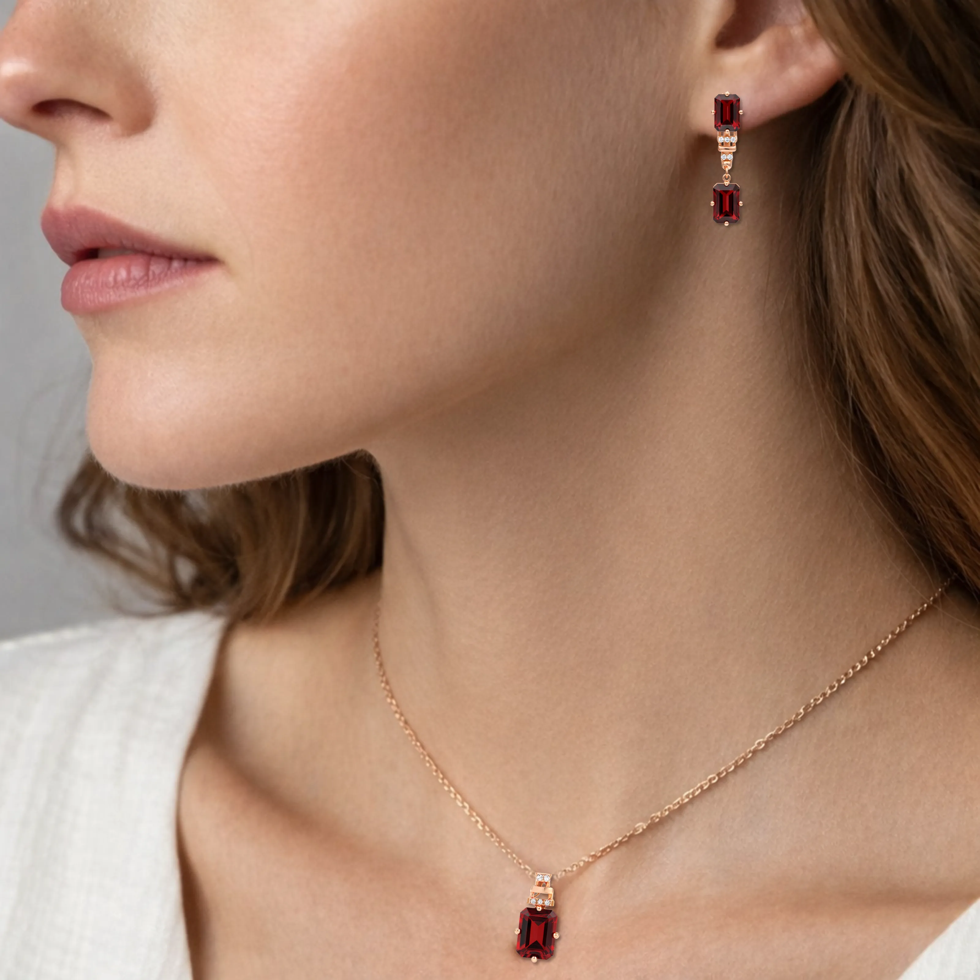 Natural Garnet & White Topaz Sterling Silver Drop Jewelry Set sold by Zulily product image thumbnail 2