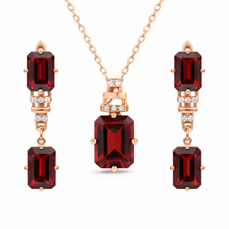 Natural Garnet & White Topaz Sterling Silver Drop Jewelry Set made by Zulily