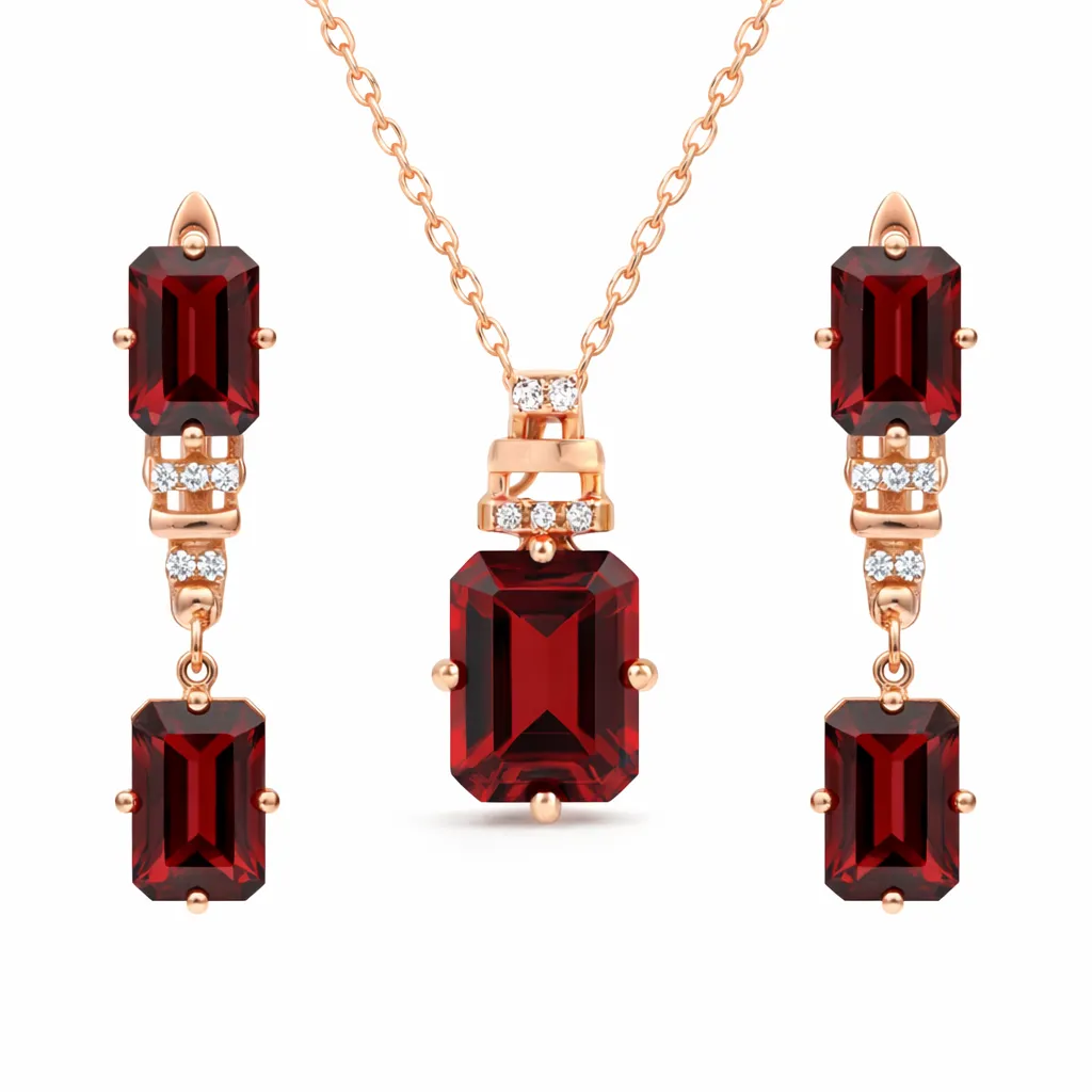 Natural Garnet & White Topaz Sterling Silver Drop Jewelry Set sold by Zulily
