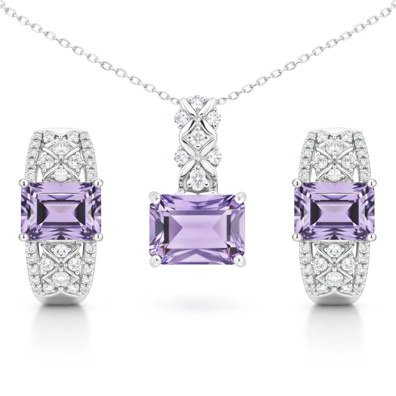 Natural Amethyst Sterling Silver Jewelry Set made by Zulily