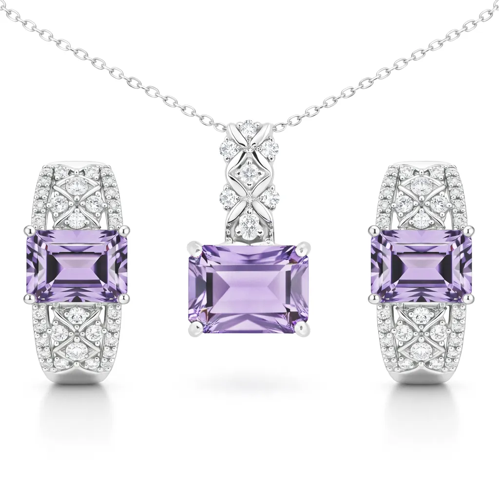 Natural Amethyst Sterling Silver Jewelry Set sold by Zulily