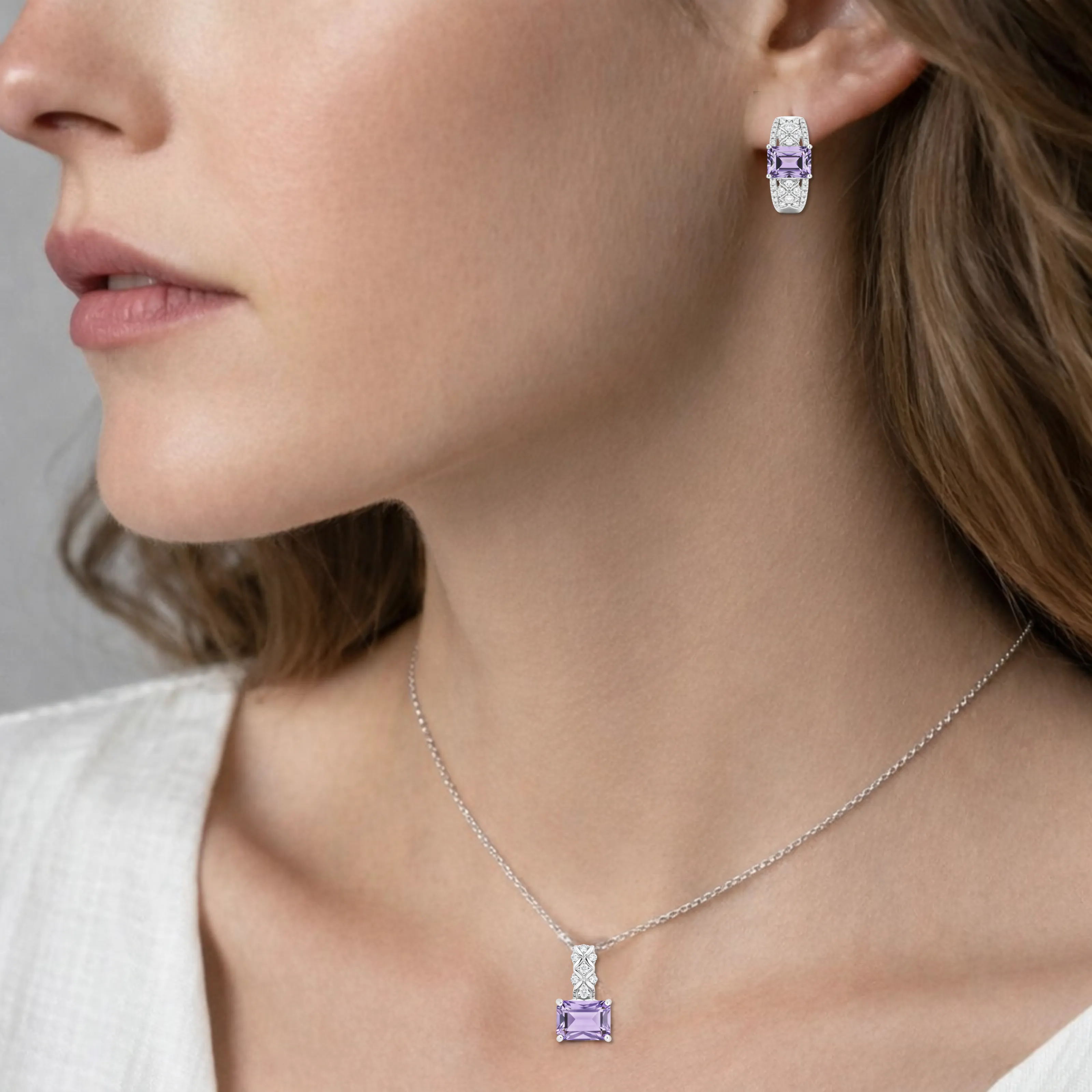 Natural Amethyst Sterling Silver Jewelry Set sold by Zulily product image thumbnail 2