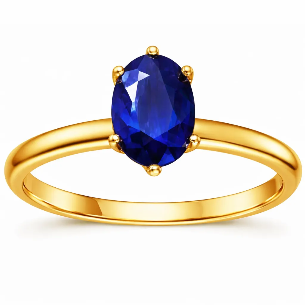 1.00 Ct Oval Blue Sapphire Prong 22k Gold Vermeil Solitaire Engagement Ring sold by Zulily