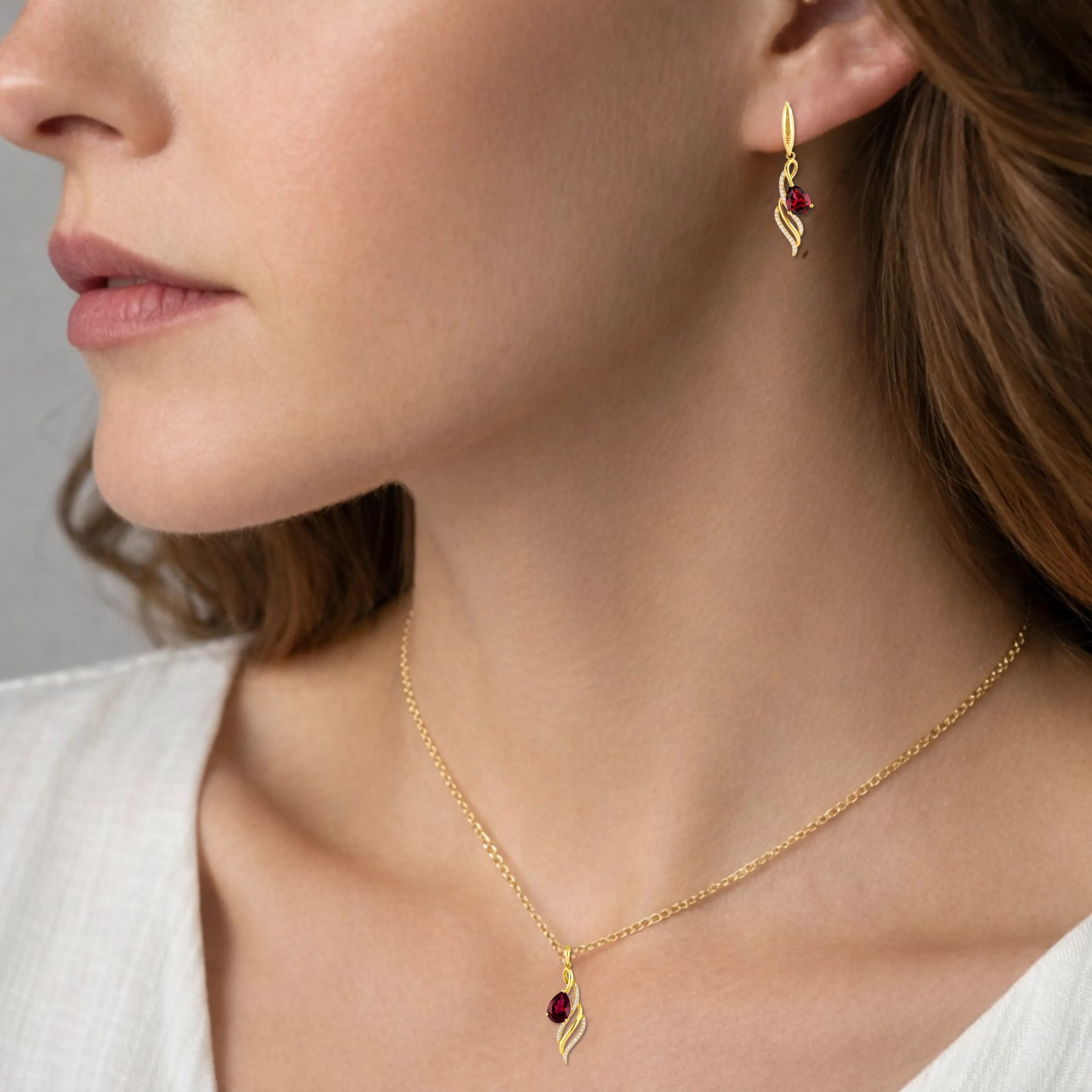 Natural Red Garnet twisted Sterling Silver Jewelry Set sold by Zulily product image thumbnail 2
