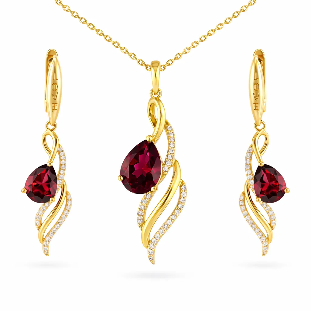 Natural Red Garnet twisted Sterling Silver Jewelry Set sold by Zulily