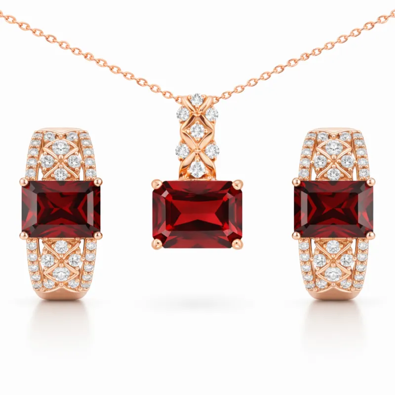 Natural Red Garnet & White Topaz Silver Jewelry Set made by Zulily