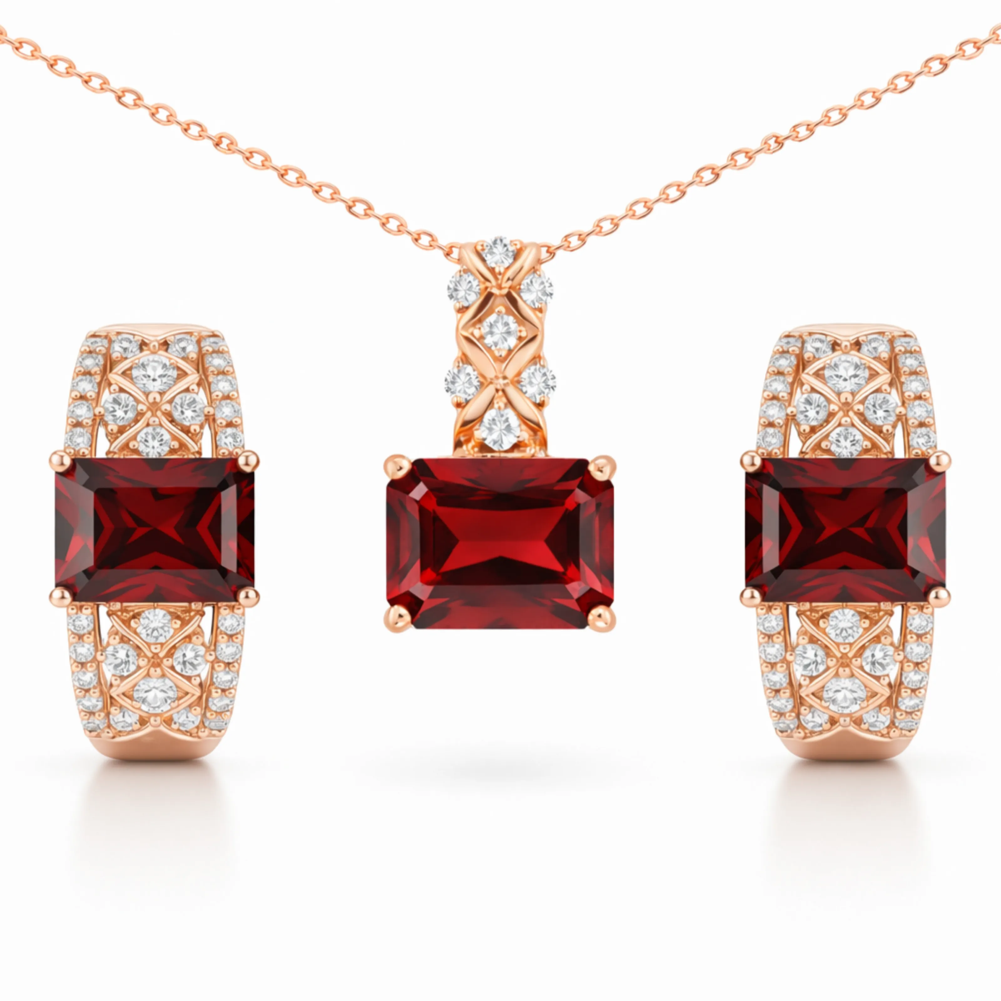 Natural Red Garnet & White Topaz Silver Jewelry Set sold by Zulily