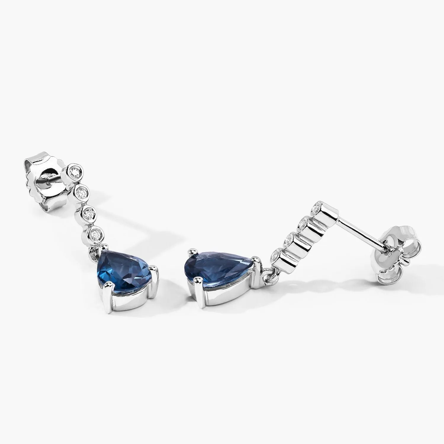 2.30 Ct Pear Deep Blue London Blue Topaz & Lab Diamond Prong Silver Teardrop Dangle Earrings sold by Zulily product image thumbnail 4