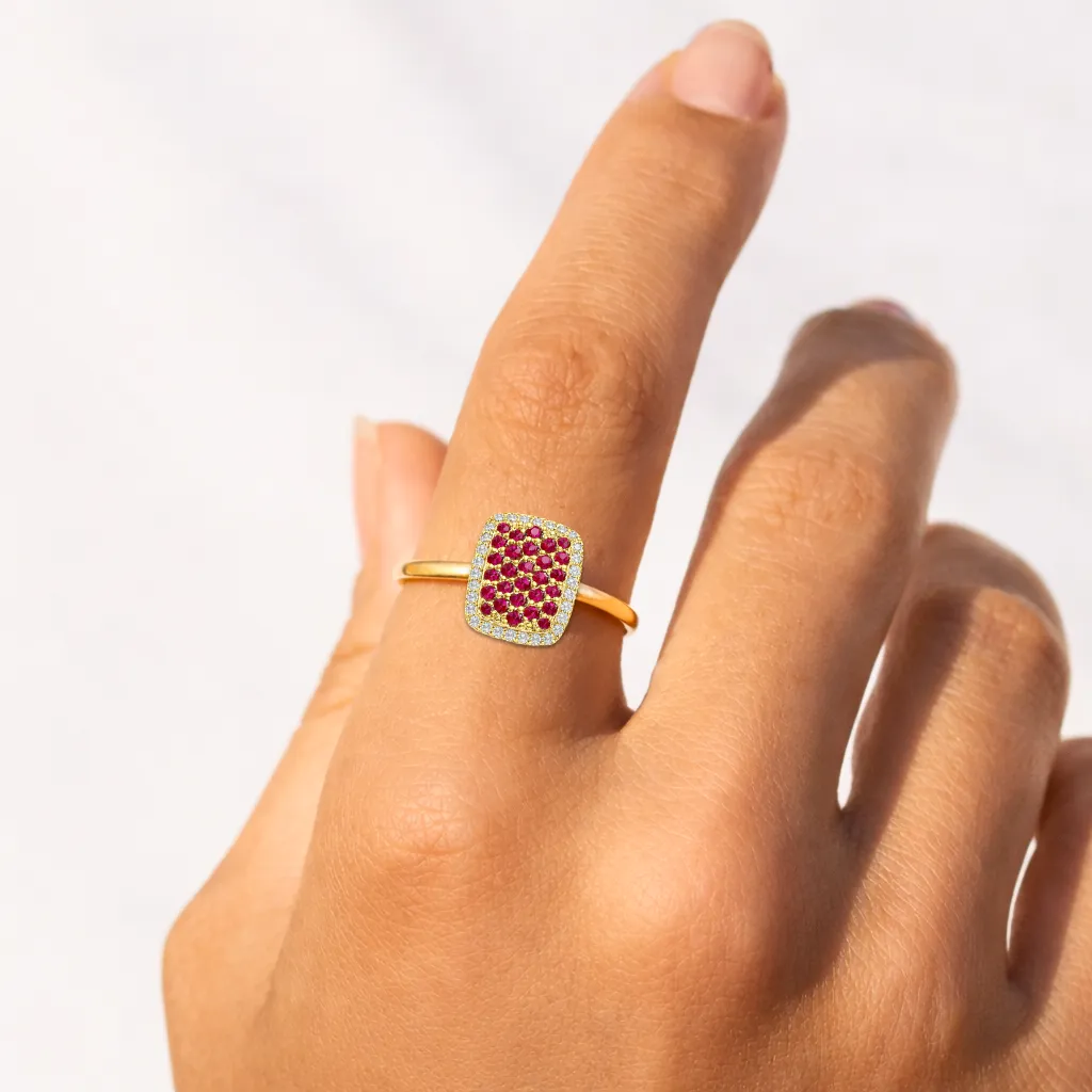 0.70 Ct Round Red Ruby 22k Gold Vermeil Statement Cluster Ring sold by Zulily product image thumbnail 2