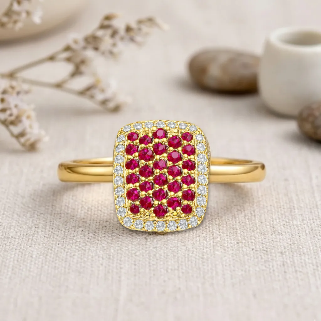 0.70 Ct Round Red Ruby 22k Gold Vermeil Statement Cluster Ring sold by Zulily product image thumbnail 3