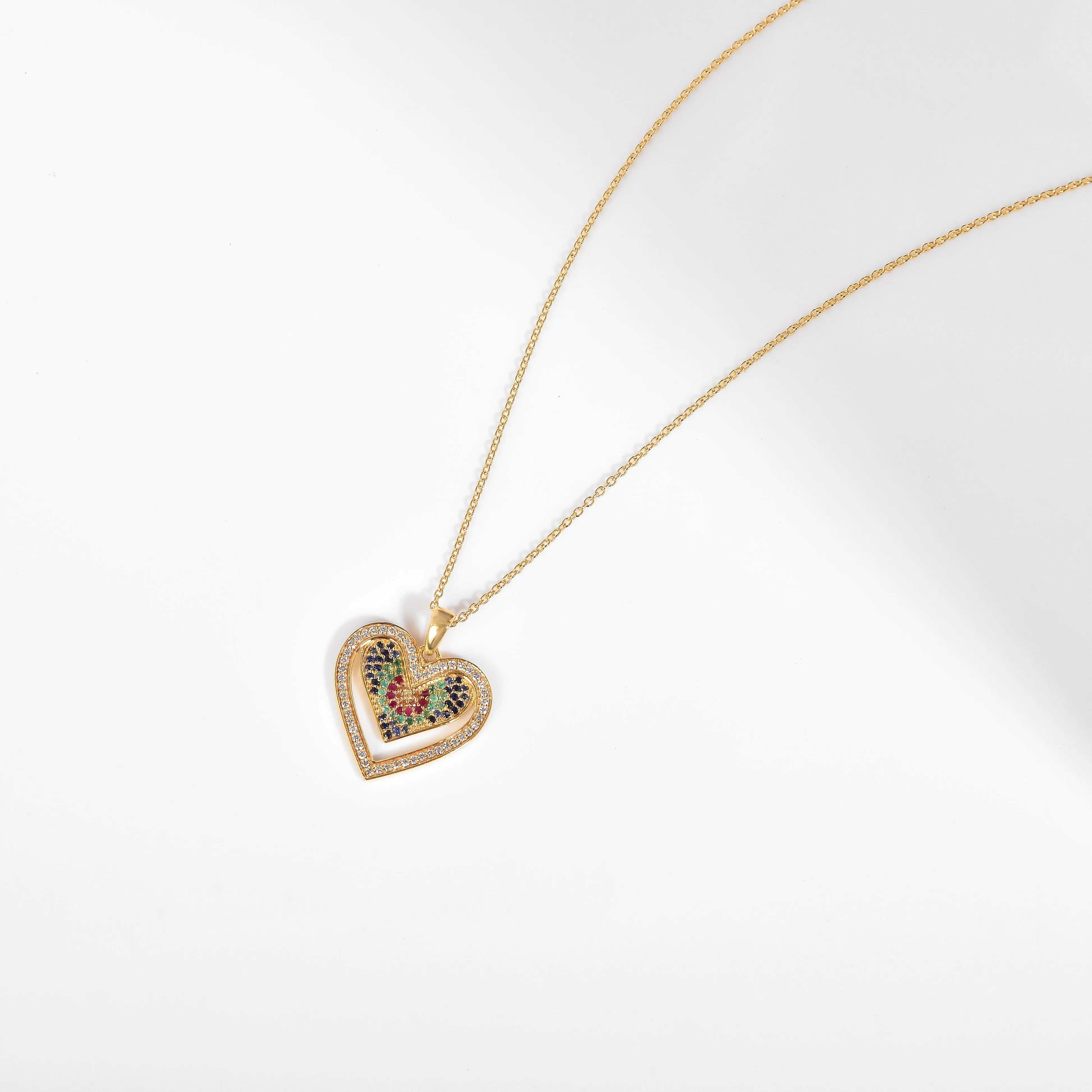 22k Gold Vermeil Diamond and Multi-Gemstone Heart Necklace sold by Zulily product image thumbnail 3