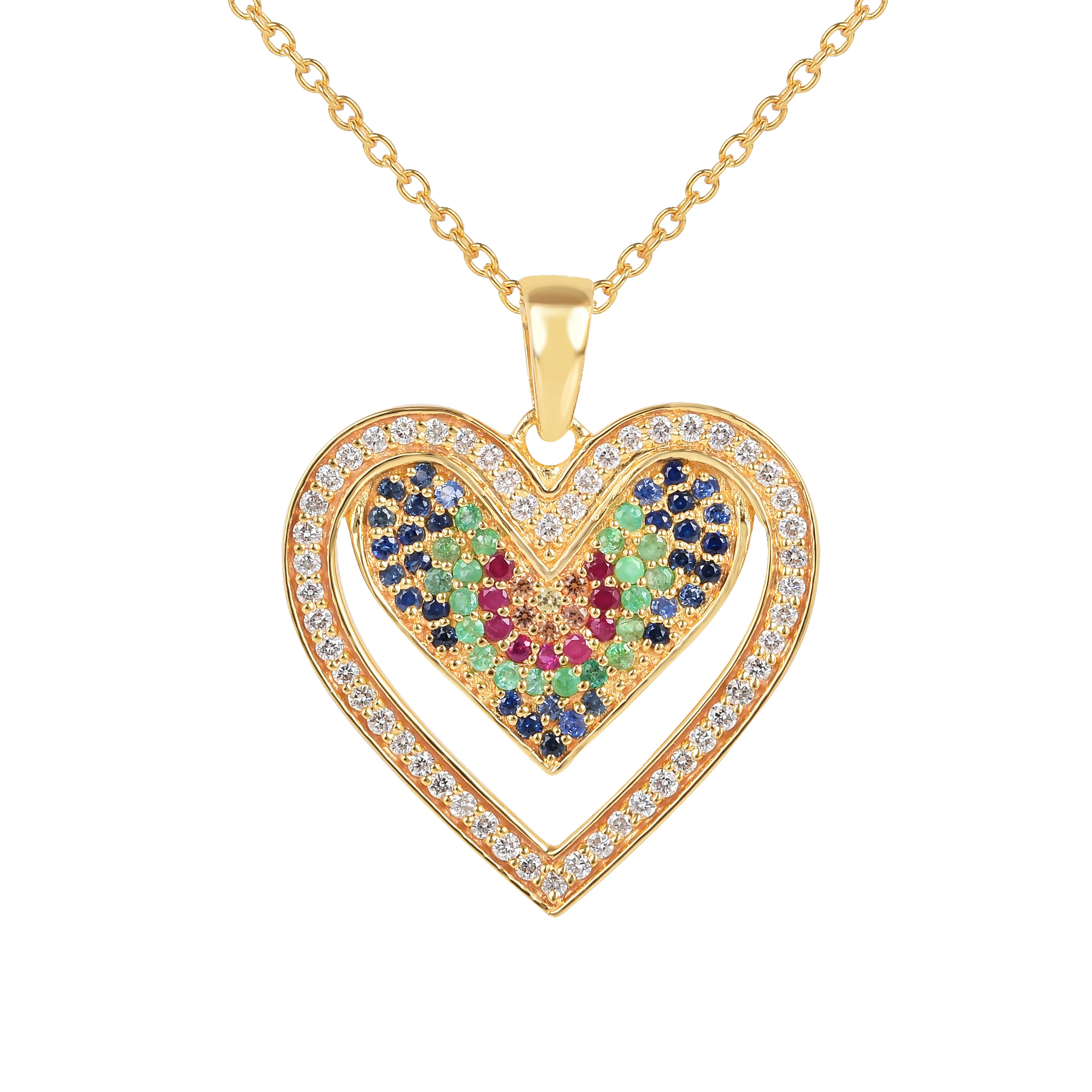 22k Gold Vermeil Diamond and Multi-Gemstone Heart Necklace sold by Zulily
