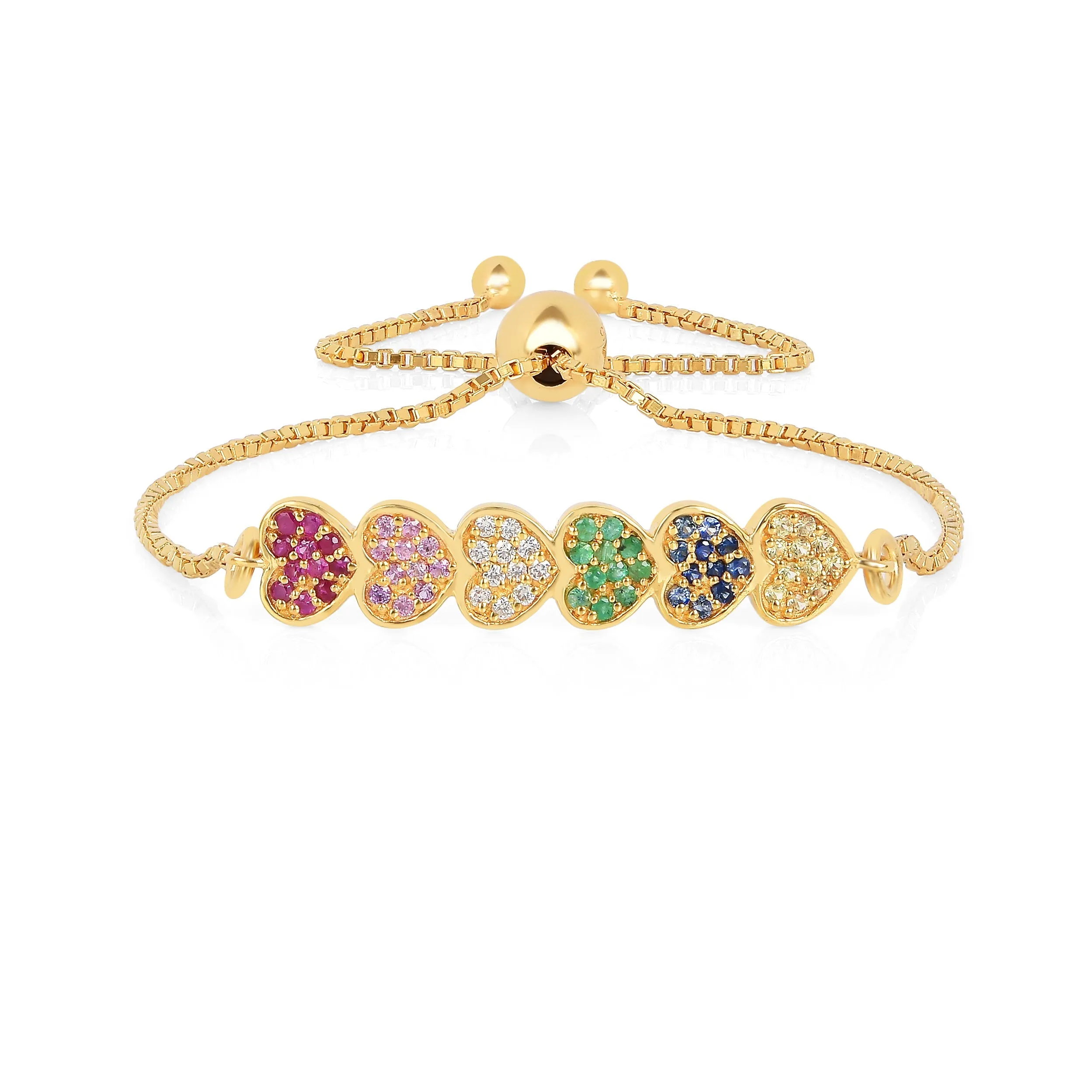 22k Gold Vermeil Diamond and Multi-Gemstone Heart Bolo Bracelet sold by Zulily product image thumbnail 4