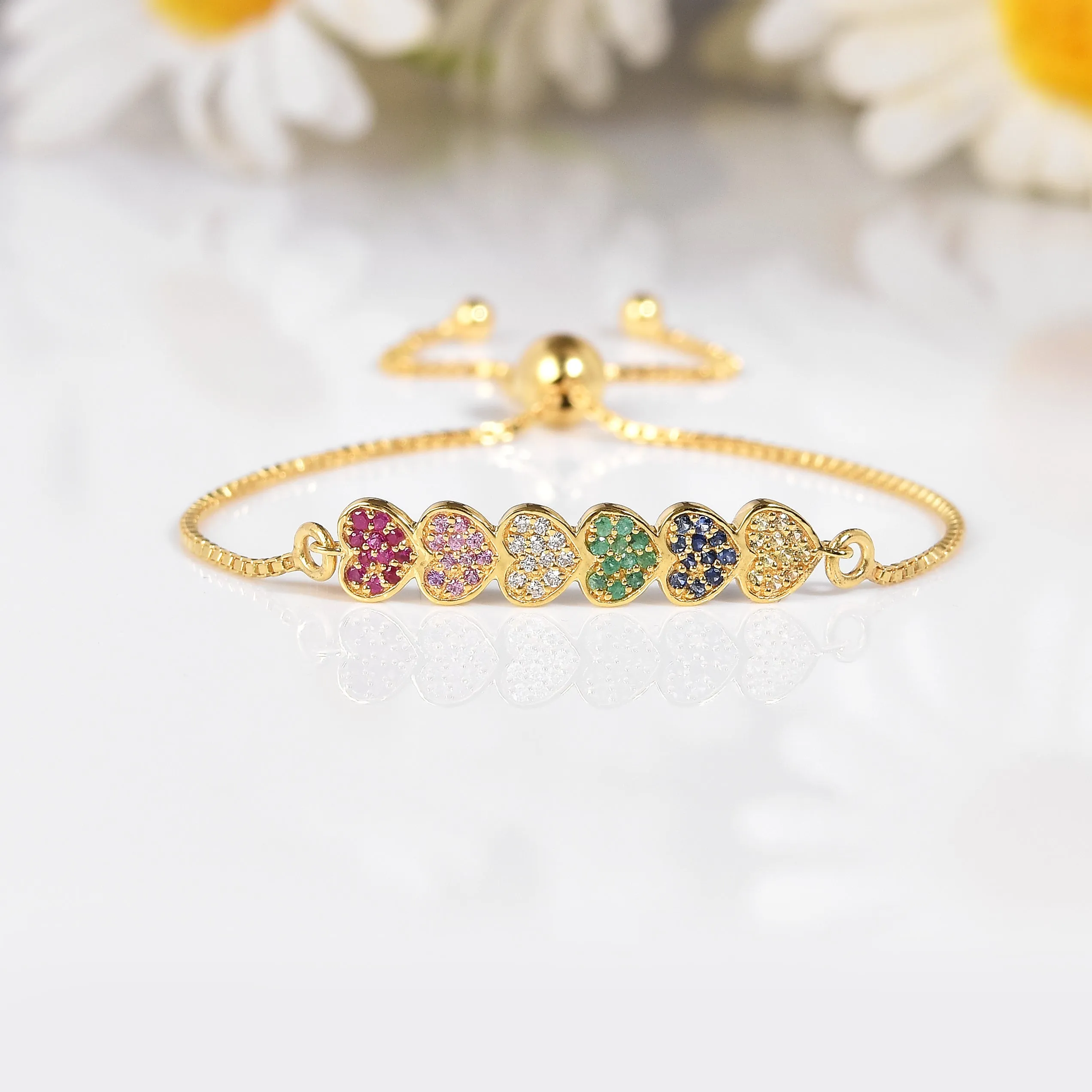 22k Gold Vermeil Diamond and Multi-Gemstone Heart Bolo Bracelet sold by Zulily product image thumbnail 2