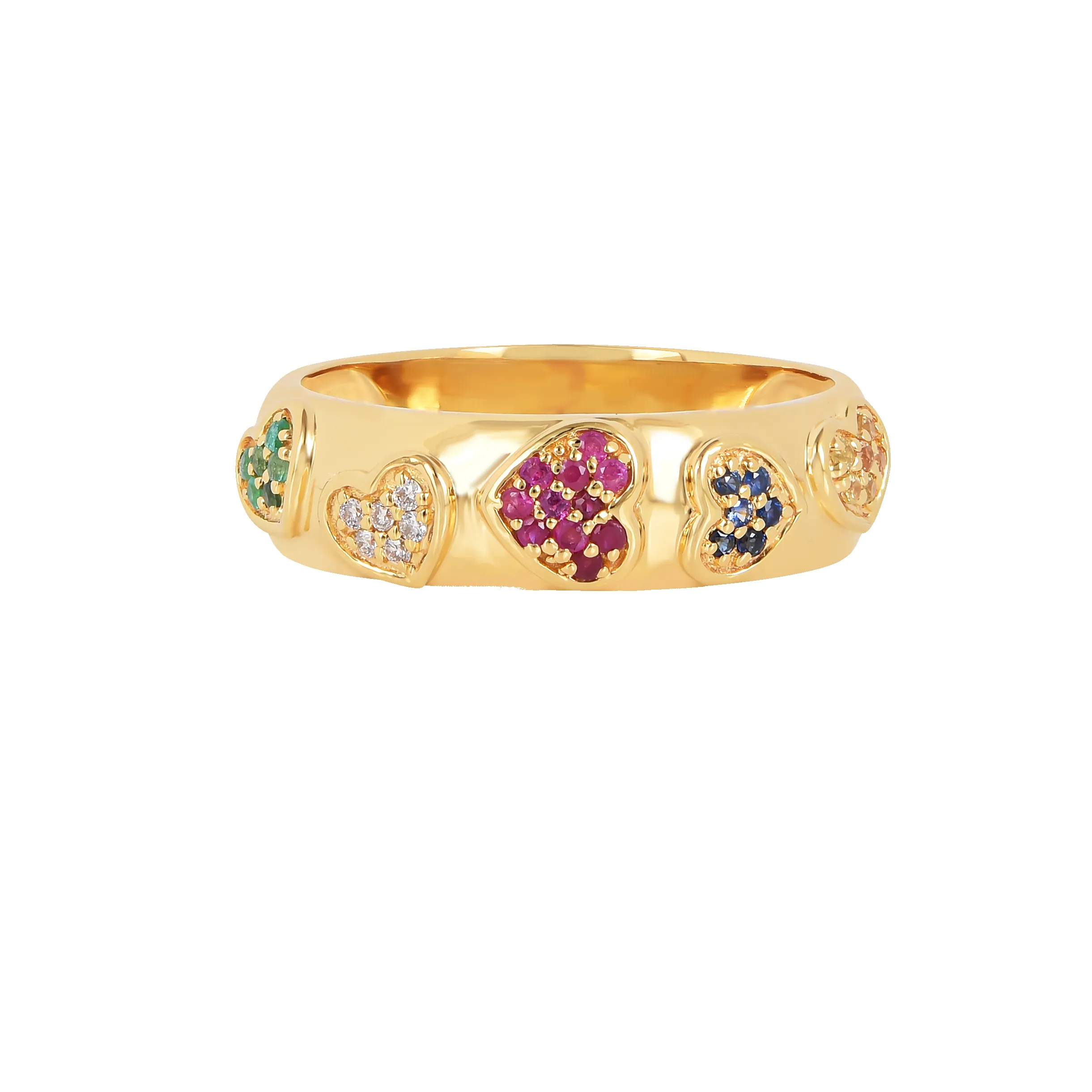 22k Gold Vermeil Diamond and Multi-Gemstone Heart Band Ring sold by Zulily product image thumbnail 5