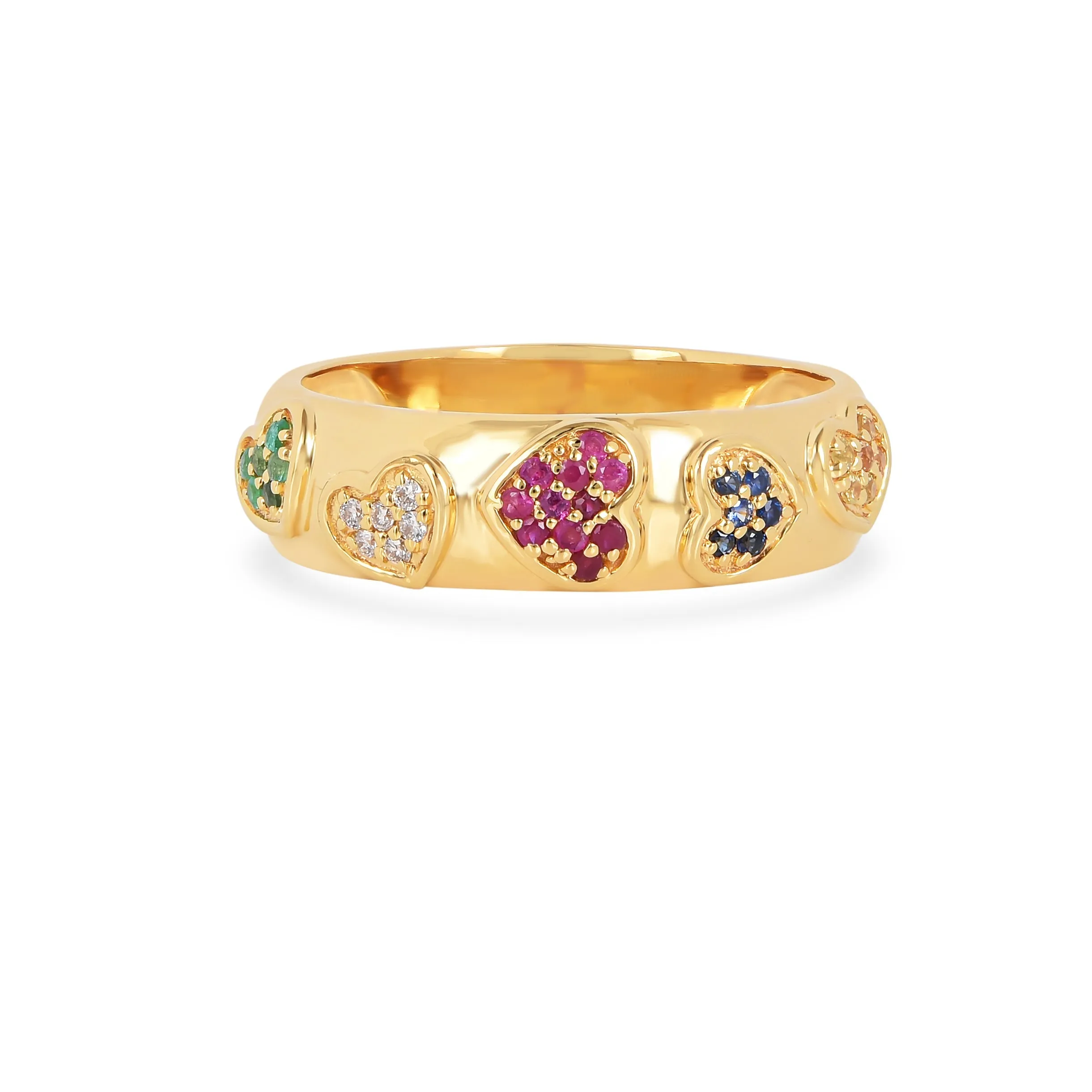 22k Gold Vermeil Diamond and Multi-Gemstone Heart Band Ring sold by Zulily product image thumbnail 2