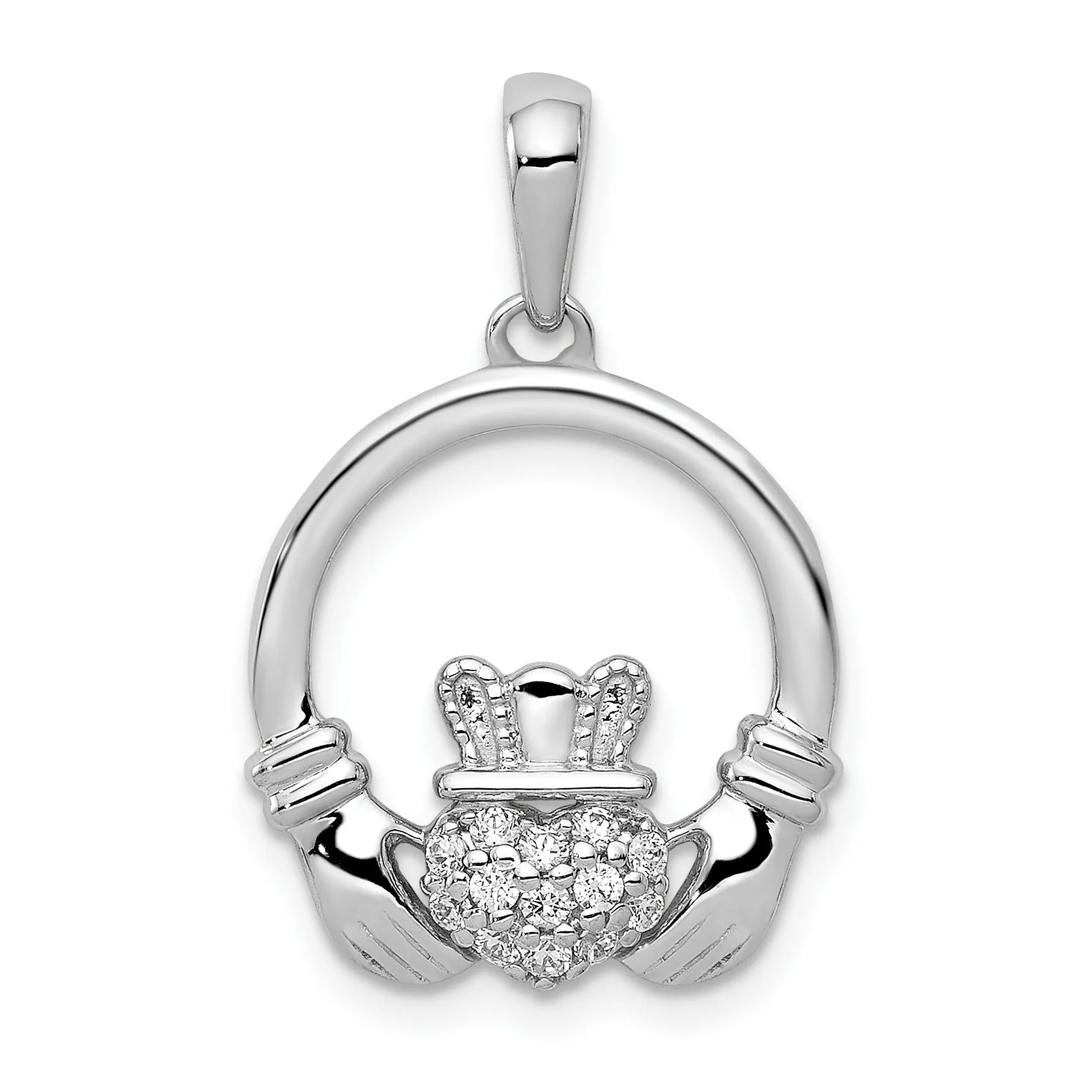 Lab Grown Diamond Claddagh Circle Pendant 14k Gold sold by Zulily