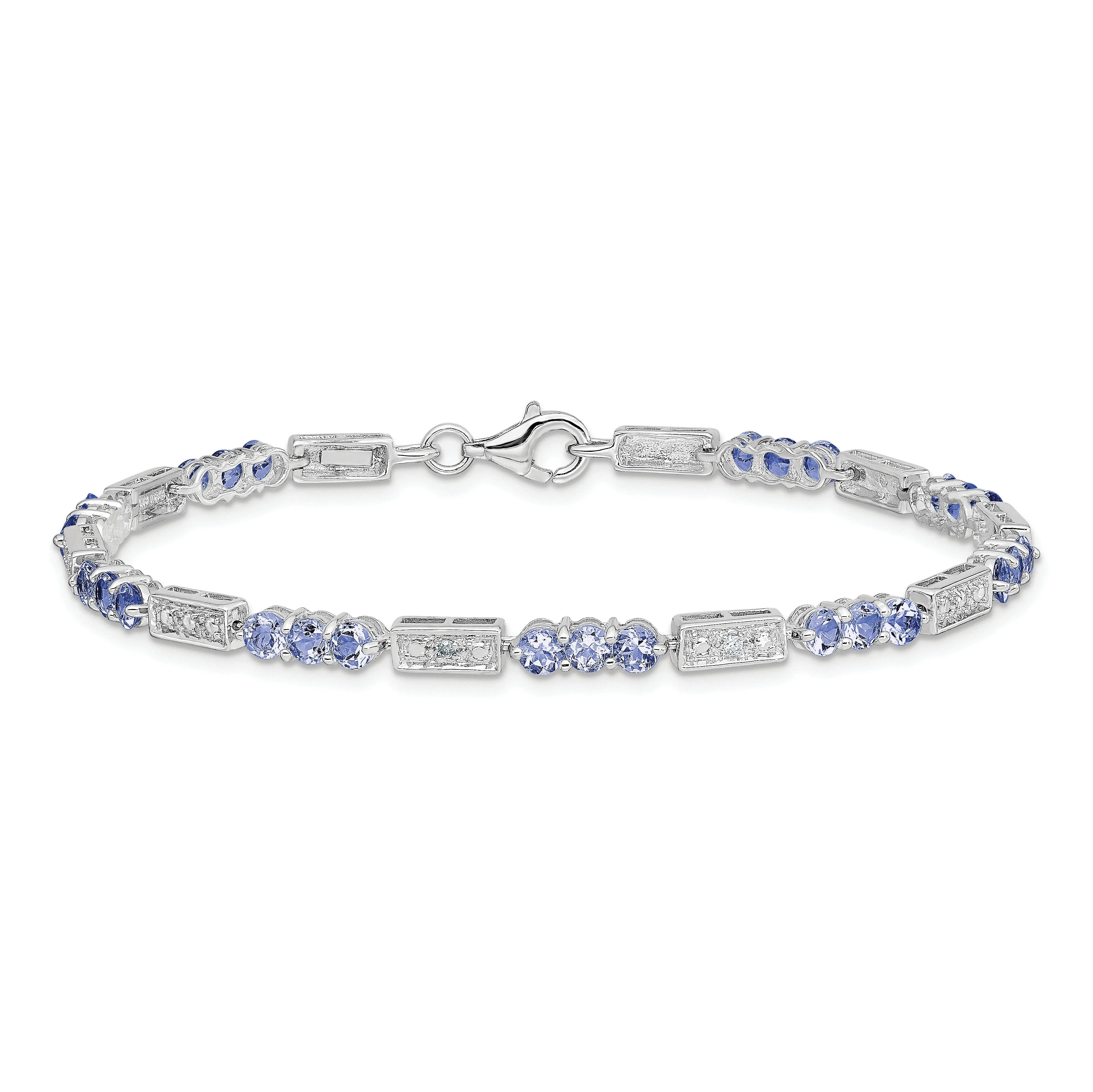 0.10 Ct Round Violet Tanzanite & Diamond Prong Sterling Silver Bar Link Bracelet sold by Zulily product image thumbnail 2