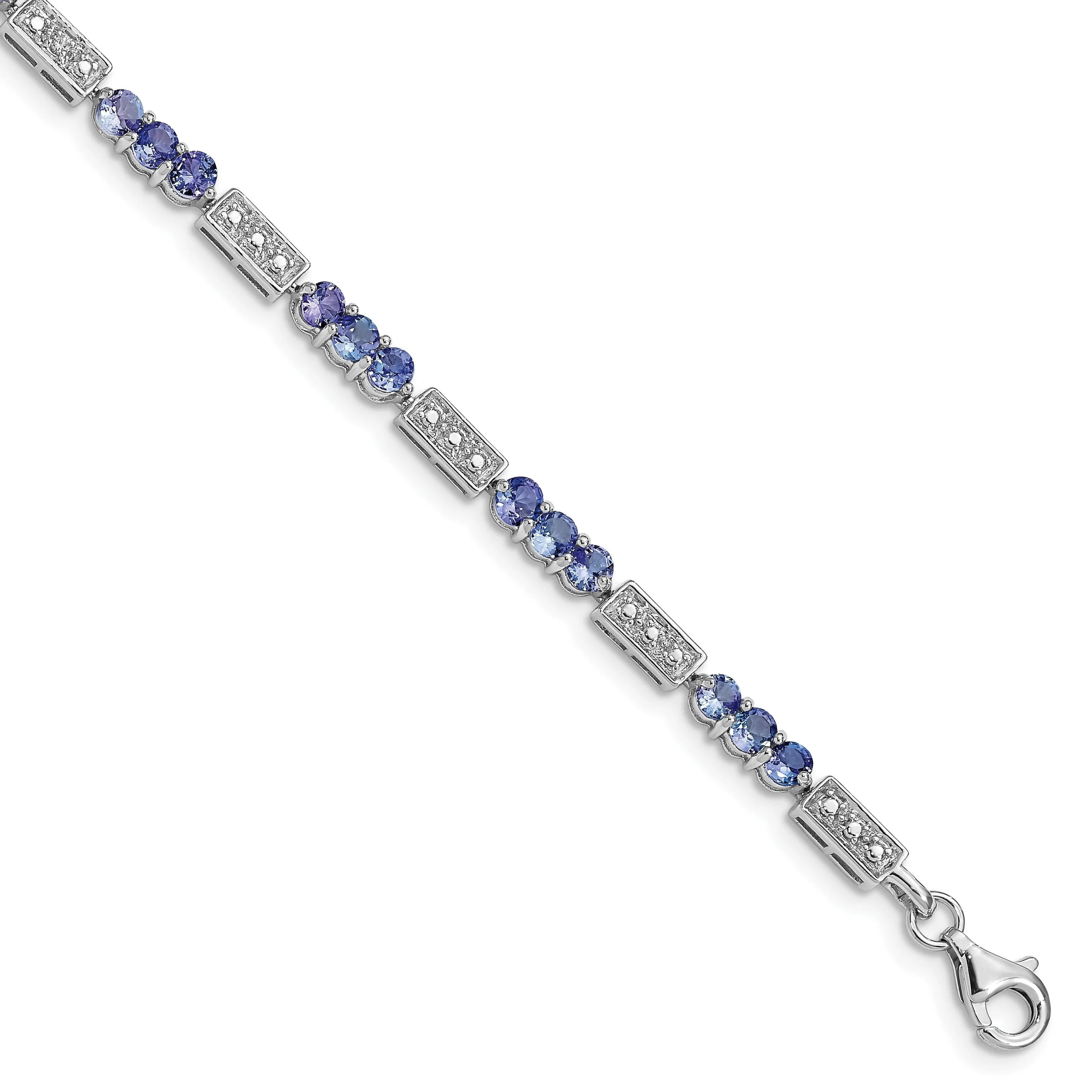 0.10 Ct Round Violet Tanzanite & Diamond Prong Sterling Silver Bar Link Bracelet sold by Zulily product image thumbnail 3