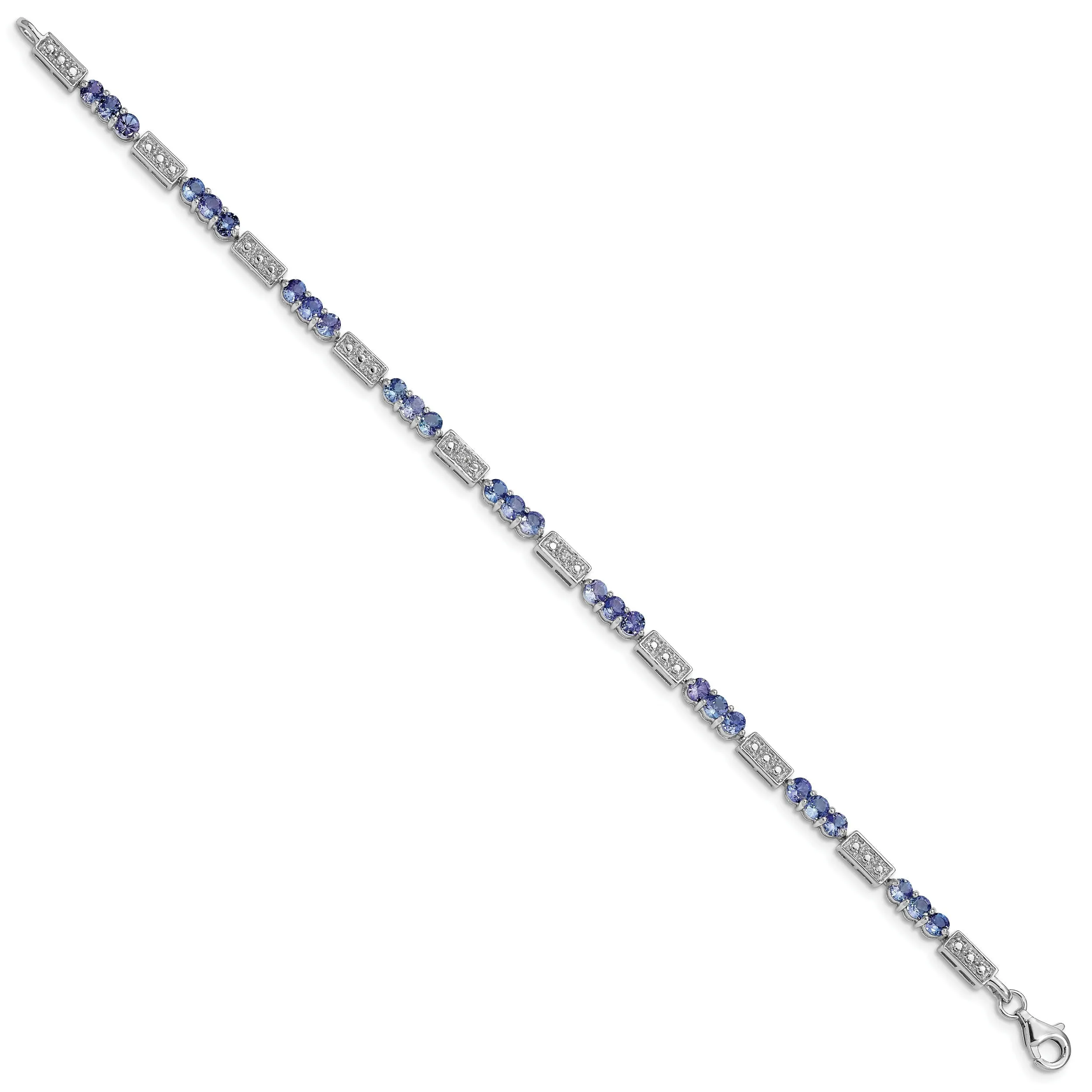 0.10 Ct Round Violet Tanzanite & Diamond Prong Sterling Silver Bar Link Bracelet sold by Zulily product image thumbnail 4