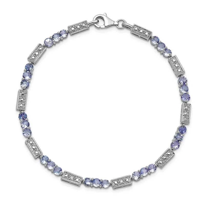 0.10 Ct Round Violet Tanzanite & Diamond Prong Sterling Silver Bar Link Bracelet made by Zulily