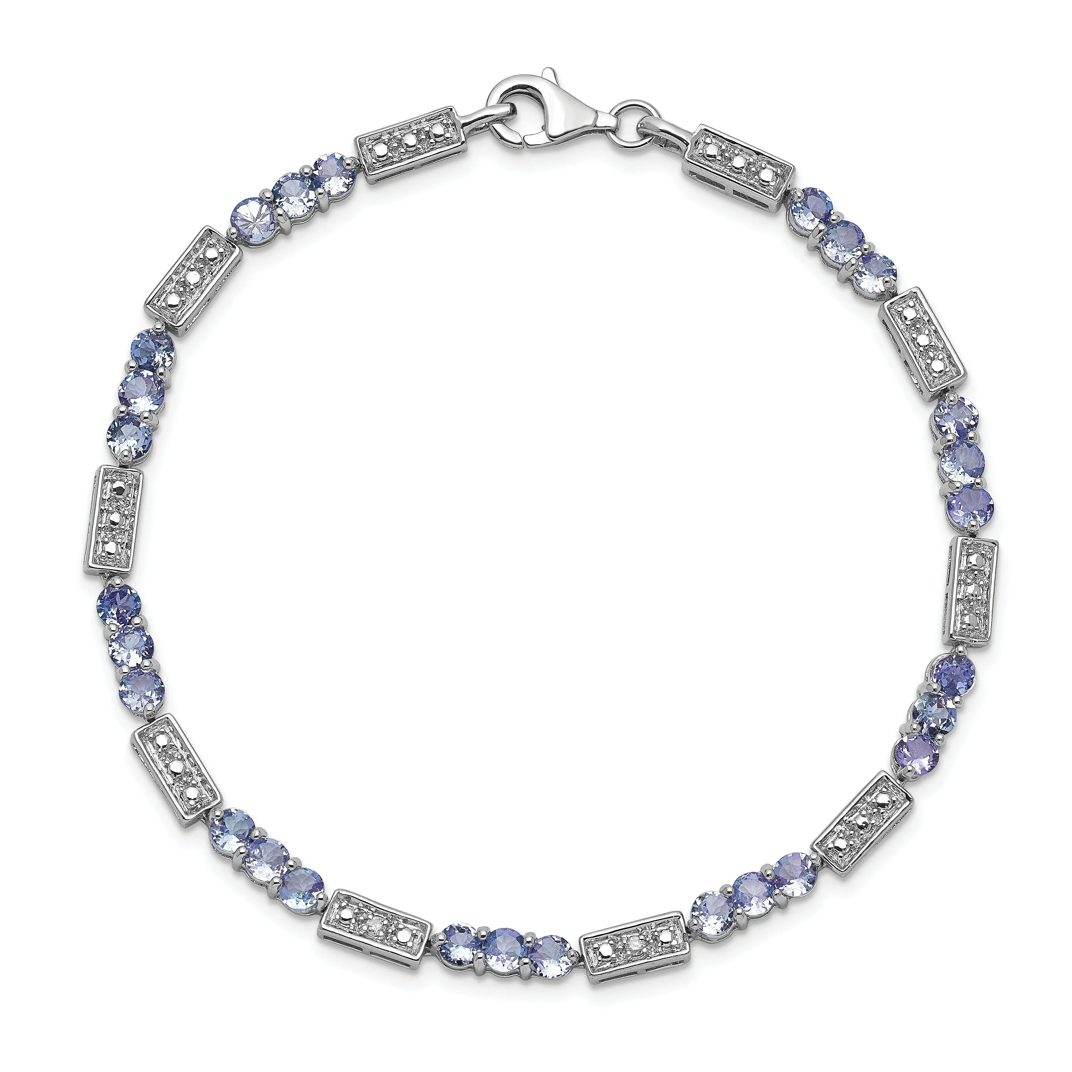 0.10 Ct Round Violet Tanzanite & Diamond Prong Sterling Silver Bar Link Bracelet sold by Zulily