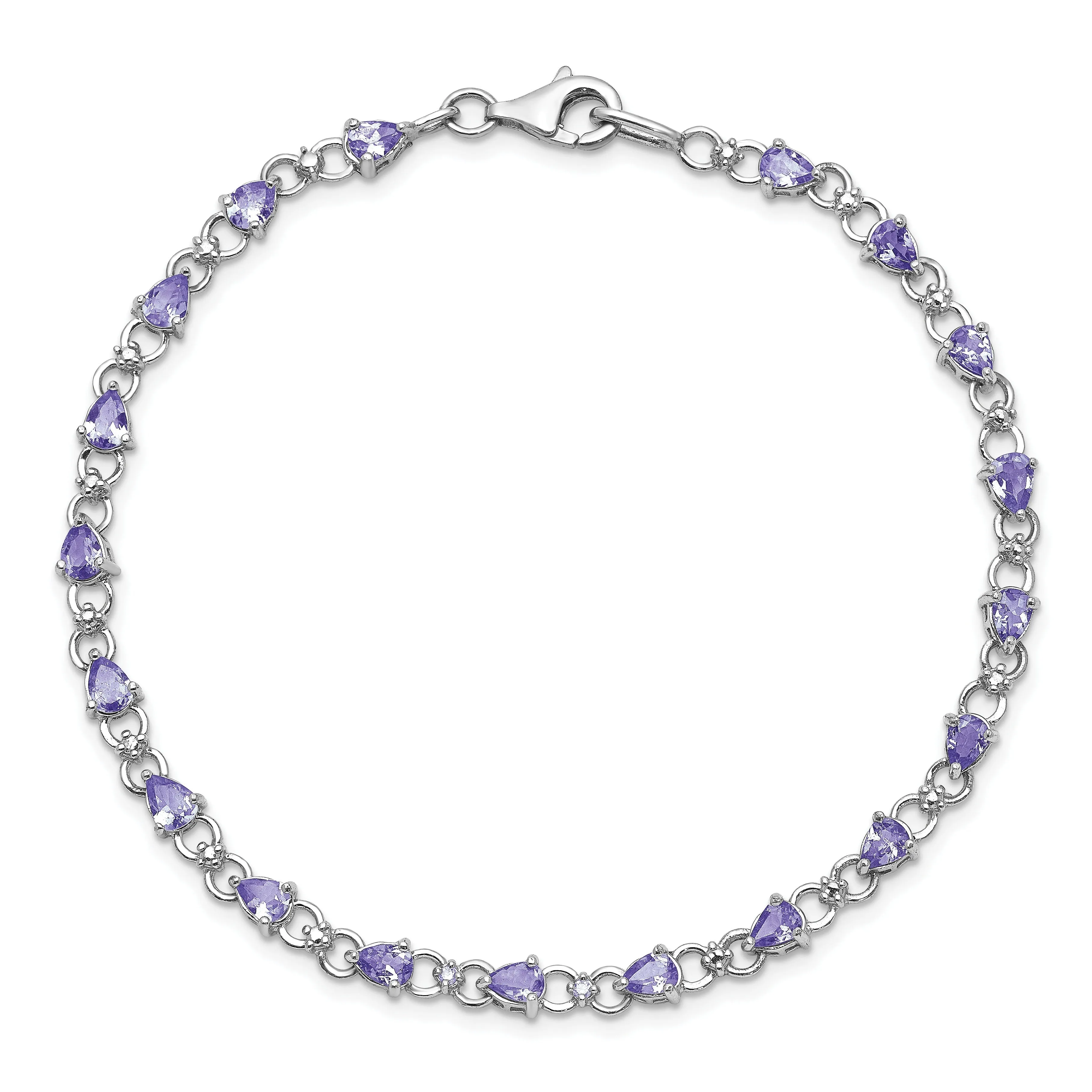 0.13 Ct Pear Violet Tanzanite & Diamond Prong Sterling Silver Link Bracelet sold by Zulily product image thumbnail 2