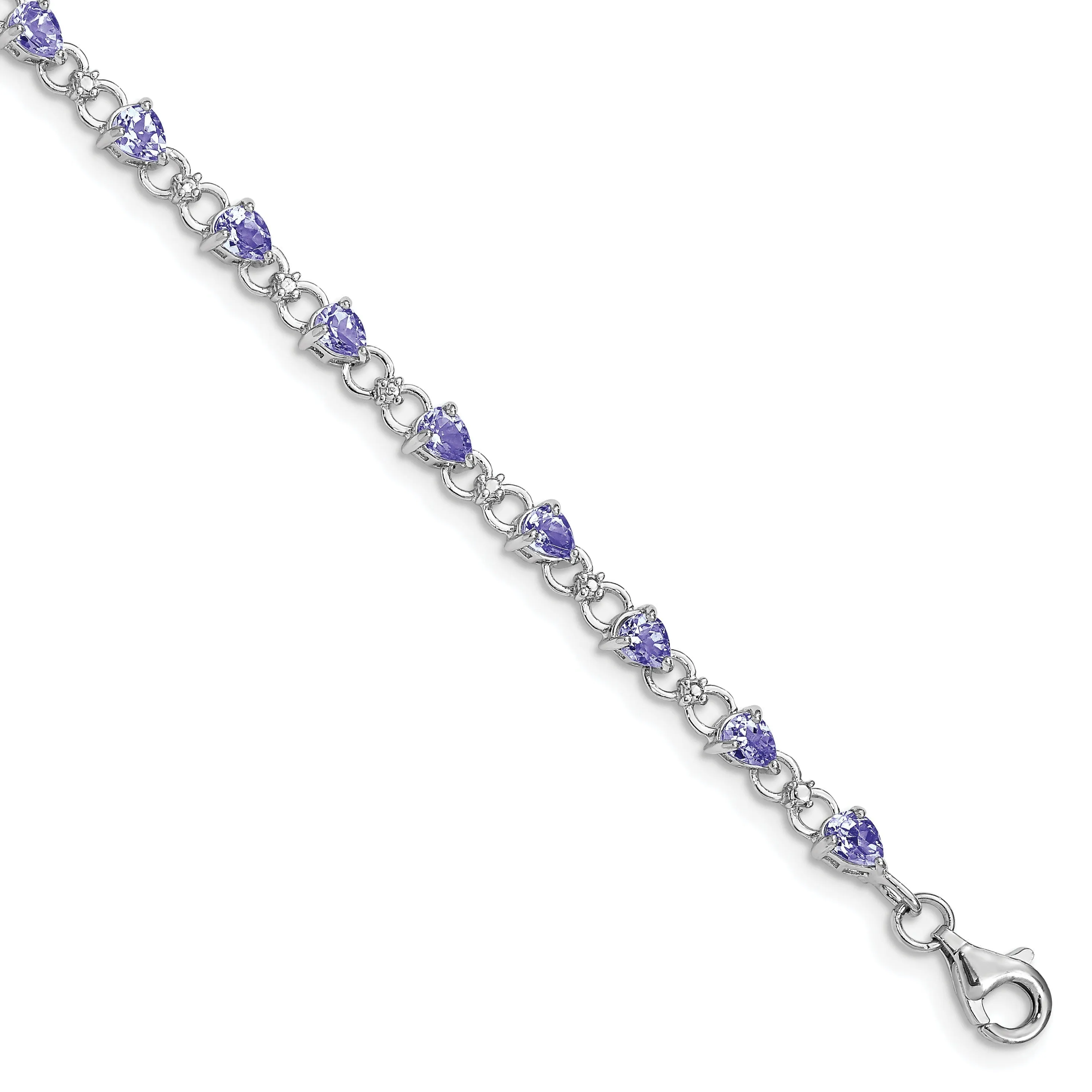 0.13 Ct Pear Violet Tanzanite & Diamond Prong Sterling Silver Link Bracelet sold by Zulily product image thumbnail 3