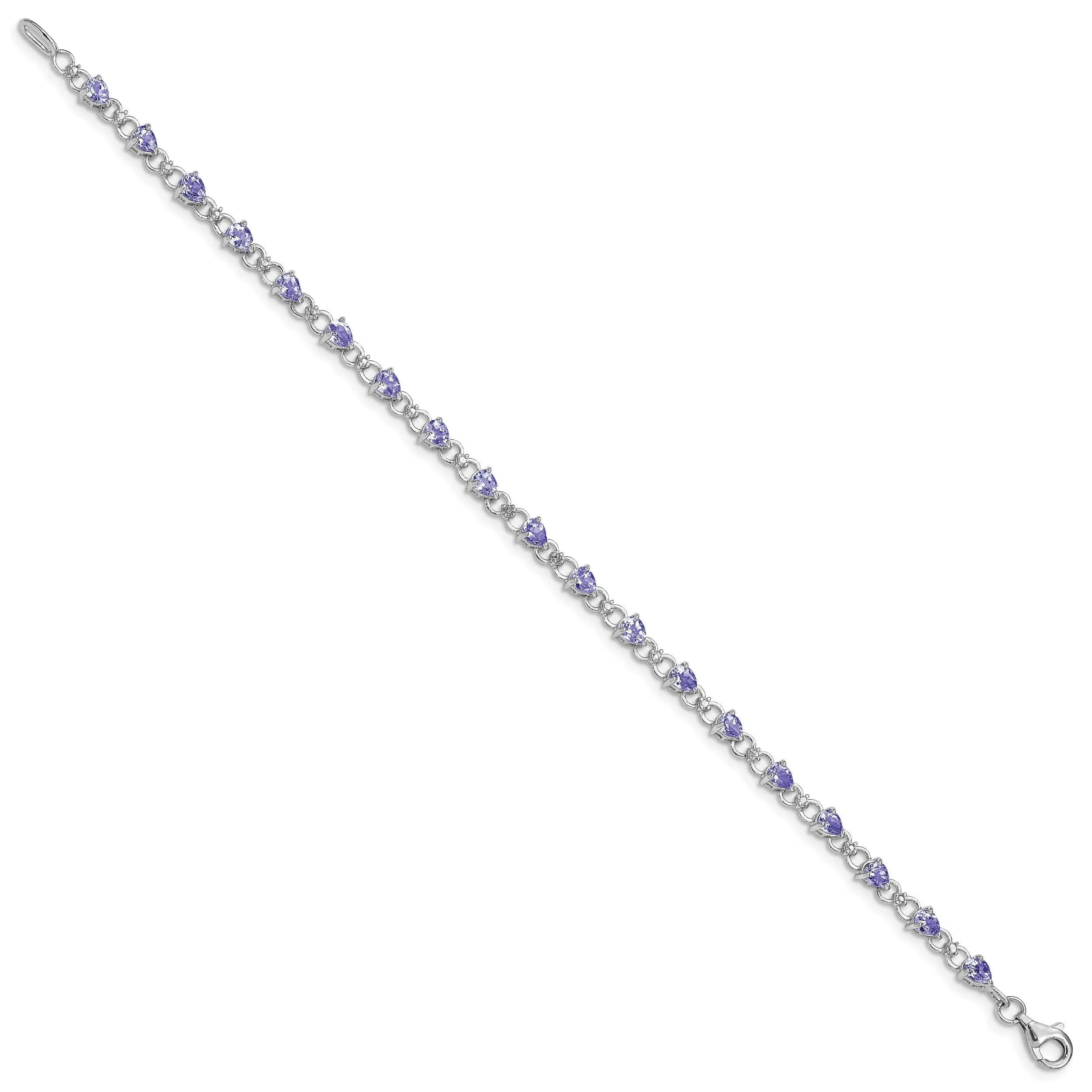 0.13 Ct Pear Violet Tanzanite & Diamond Prong Sterling Silver Link Bracelet sold by Zulily product image thumbnail 4