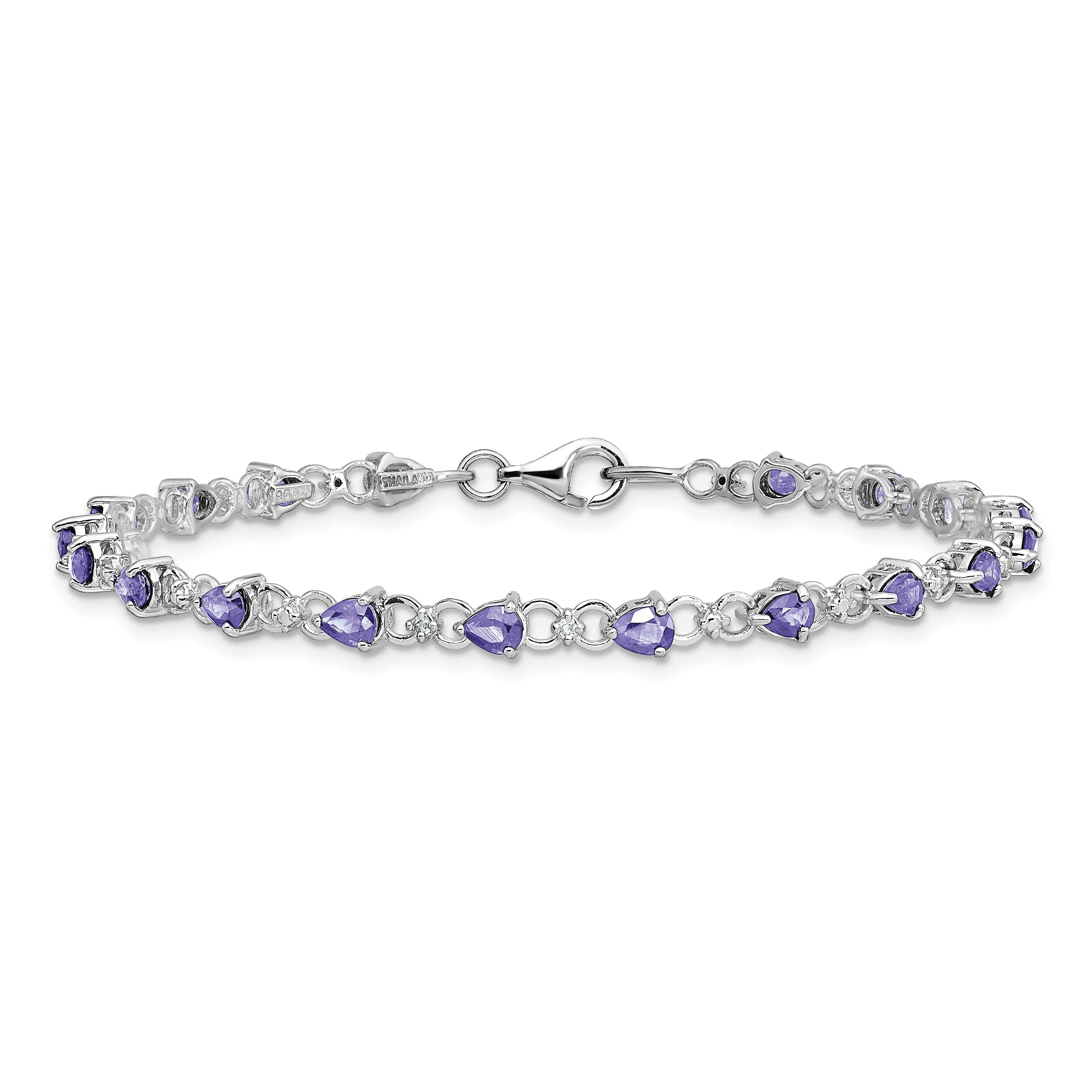 0.13 Ct Pear Violet Tanzanite & Diamond Prong Sterling Silver Link Bracelet sold by Zulily