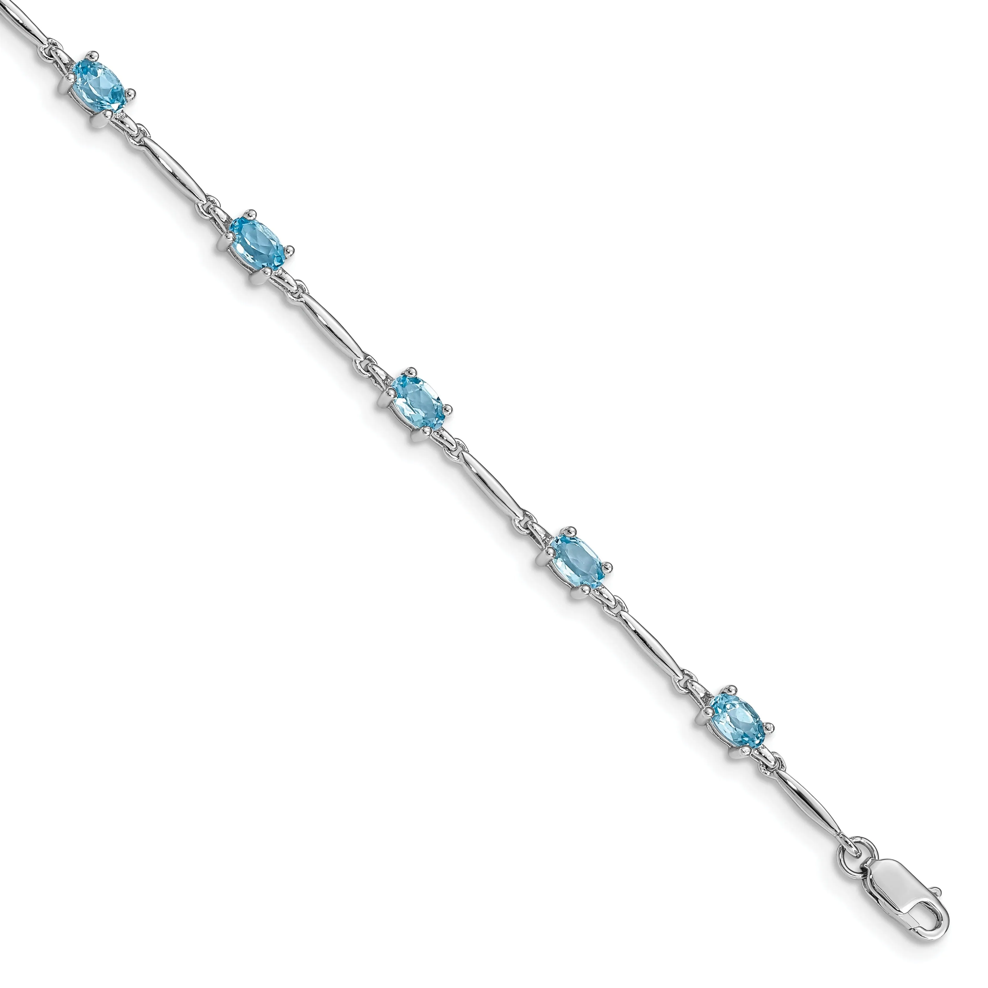 2.72 Ct Oval Swiss Blue Topaz Prong Sterling Silver Link Bracelet sold by Zulily product image thumbnail 2