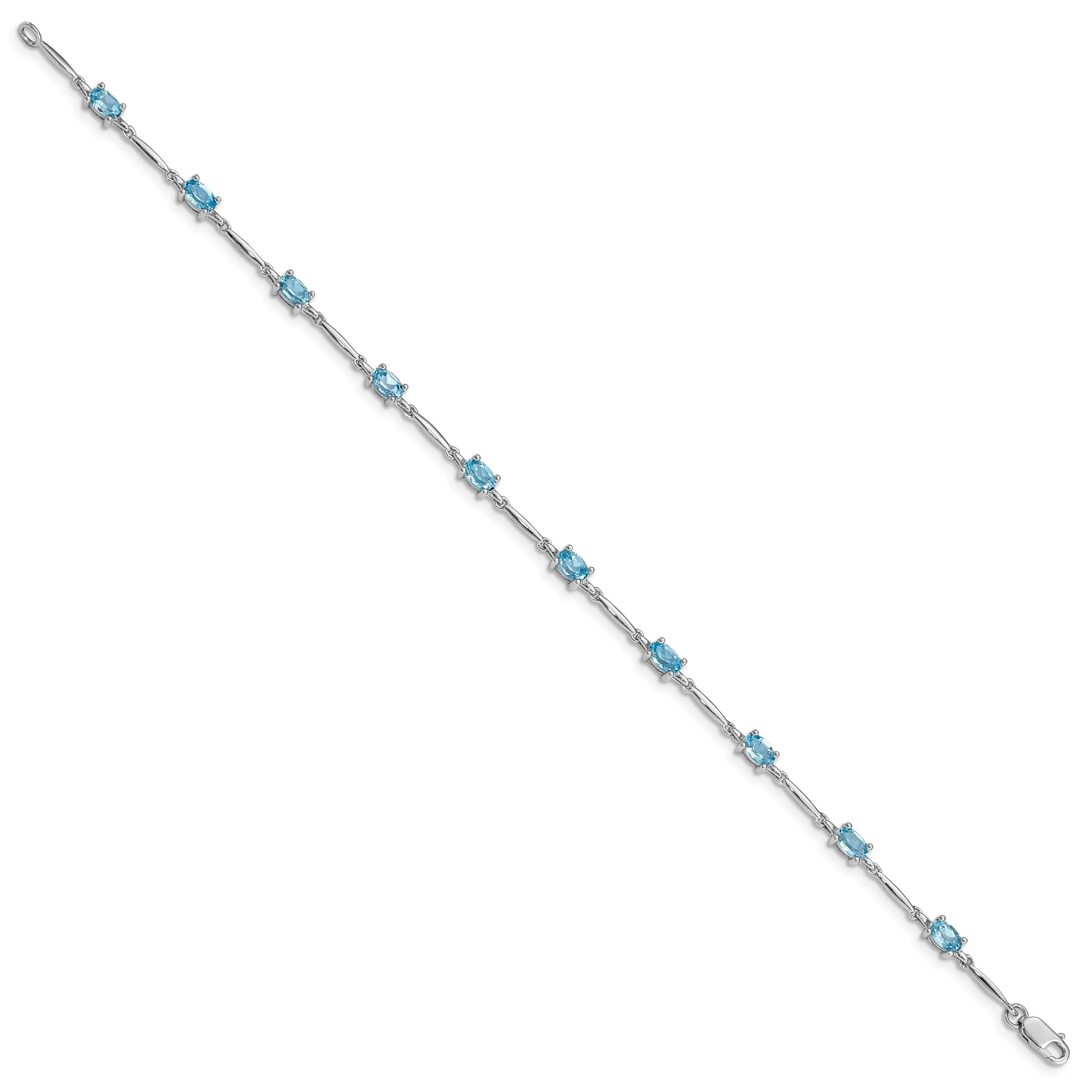 2.72 Ct Oval Swiss Blue Topaz Prong Sterling Silver Link Bracelet sold by Zulily product image thumbnail 3
