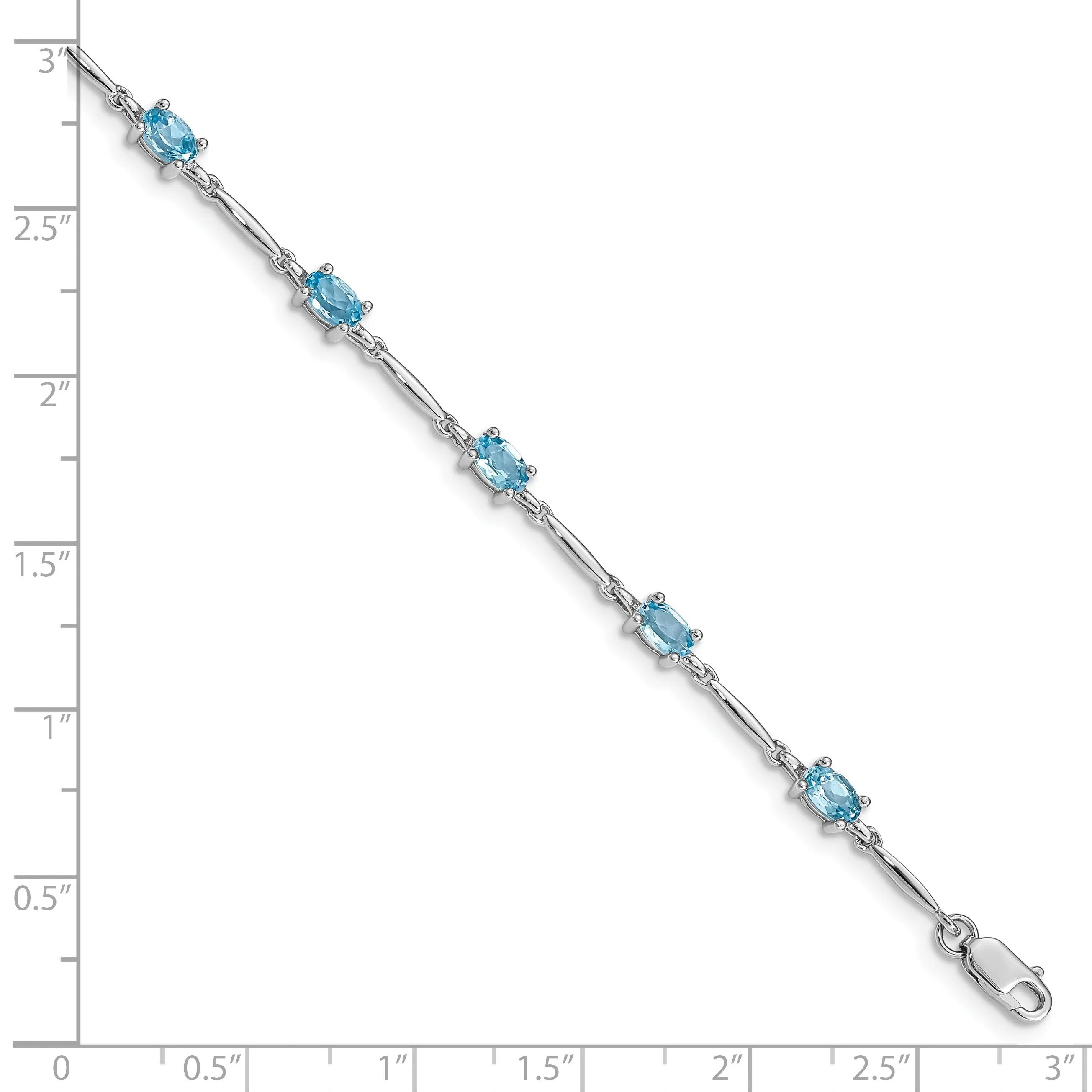 2.72 Ct Oval Swiss Blue Topaz Prong Sterling Silver Link Bracelet sold by Zulily product image thumbnail 4
