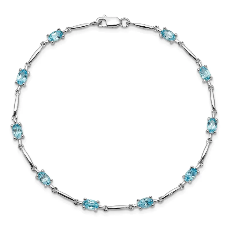 2.72 Ct Oval Swiss Blue Topaz Prong Sterling Silver Link Bracelet made by Zulily