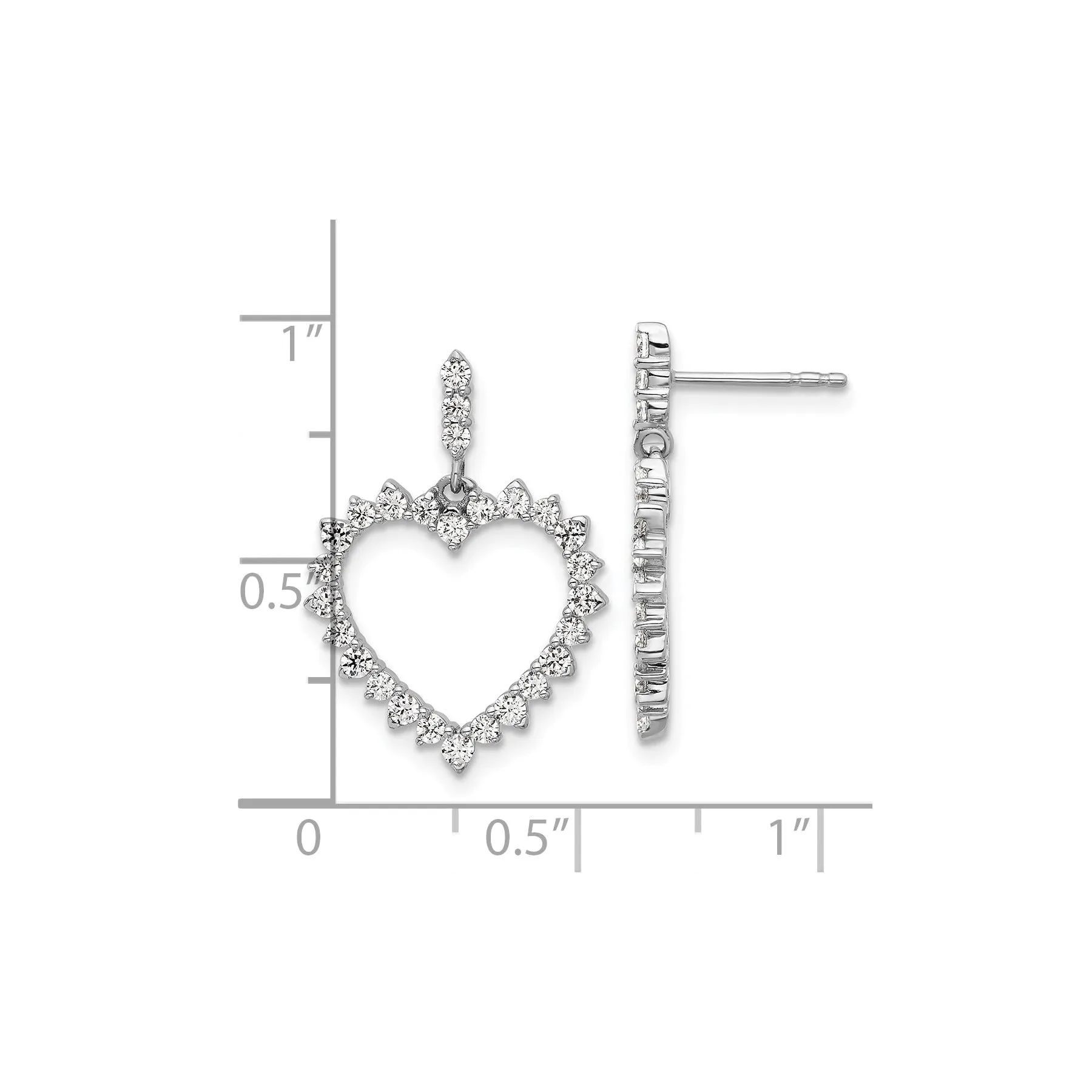 14k White Gold 1 ct Lab Grown Diamond Dangle Heart Earrings sold by Zulily product image thumbnail 4