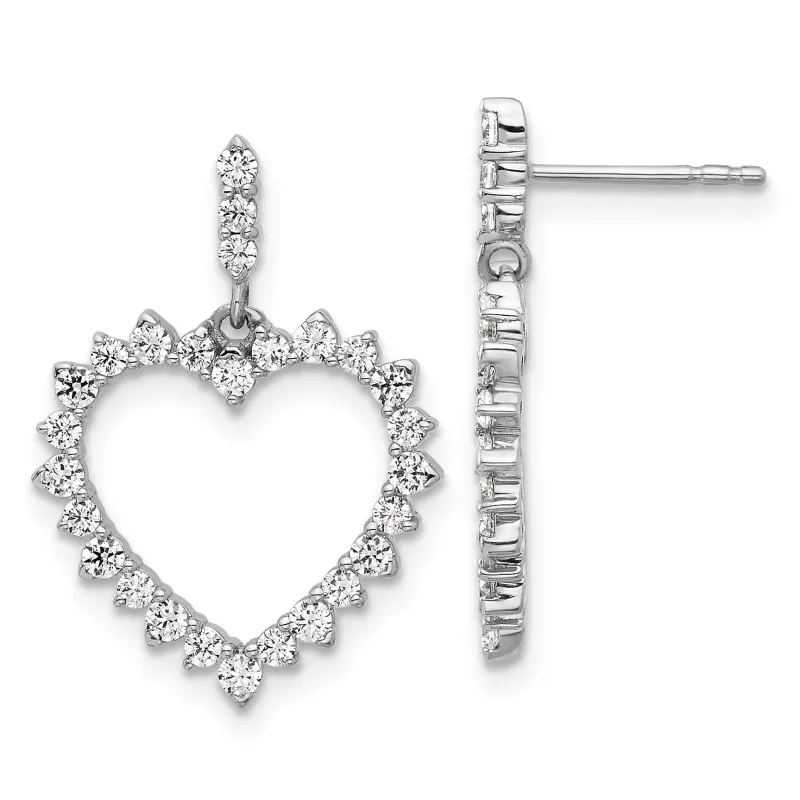 14k White Gold 1 ct Lab Grown Diamond Dangle Heart Earrings made by Zulily