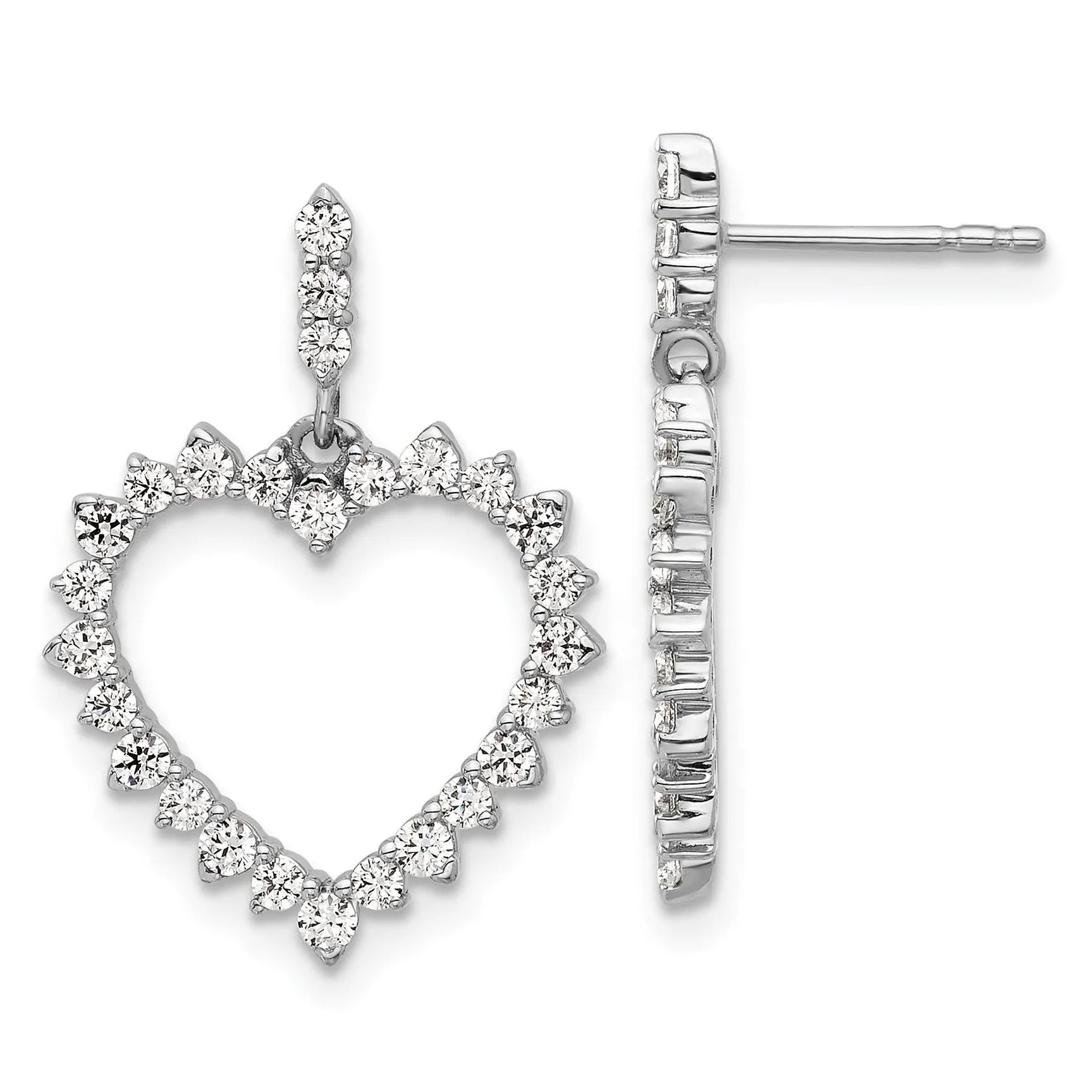 14k White Gold 1 ct Lab Grown Diamond Dangle Heart Earrings sold by Zulily
