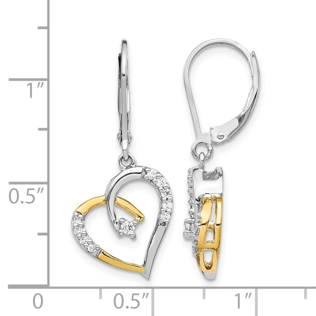 Lab Diamond Heart Leverback Dangle Earrings 14k Gold sold by Zulily product image thumbnail 4