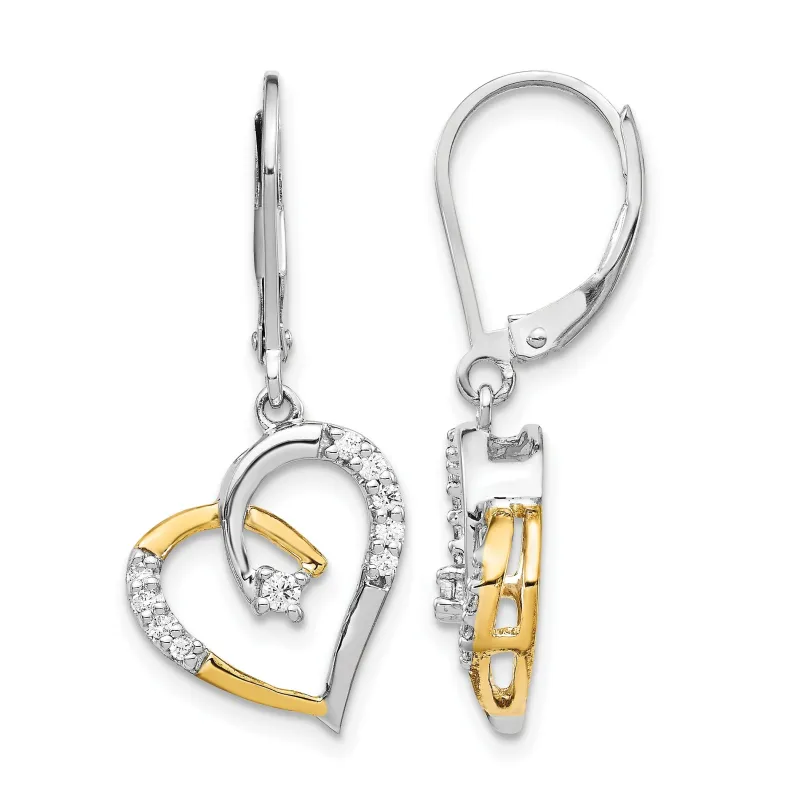 Lab Diamond Heart Leverback Dangle Earrings 14k Gold made by Zulily