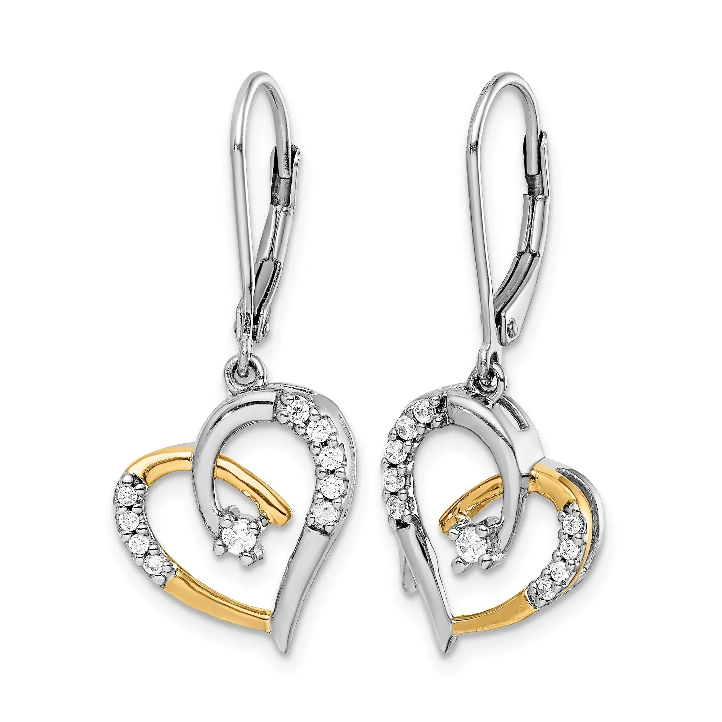 Lab Diamond Heart Leverback Dangle Earrings 14k Gold sold by Zulily product image thumbnail 2