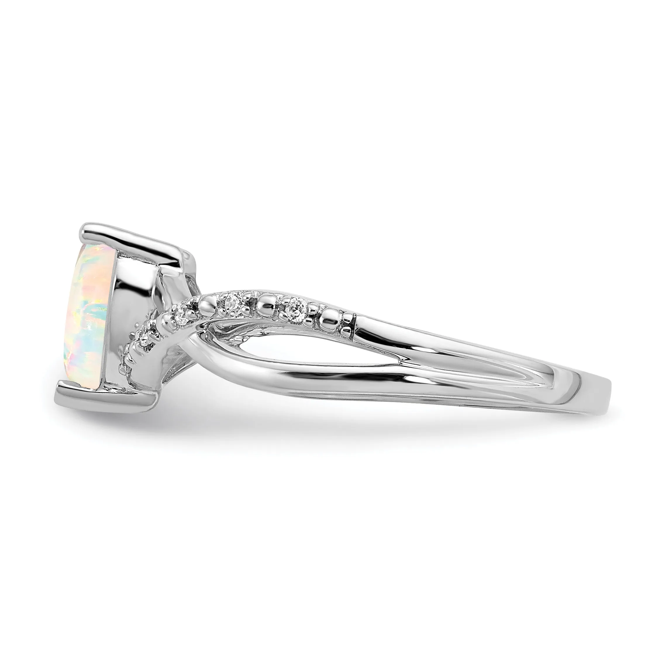 14k White Gold Created Opal and Diamond Pave Heart Ring sold by Zulily product image thumbnail 3