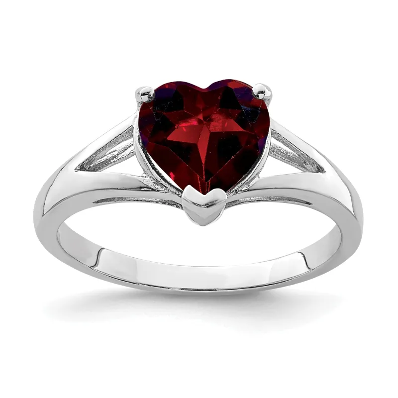 Silver Red Garnet Heart Gemstone Solitaire Ring made by Zulily