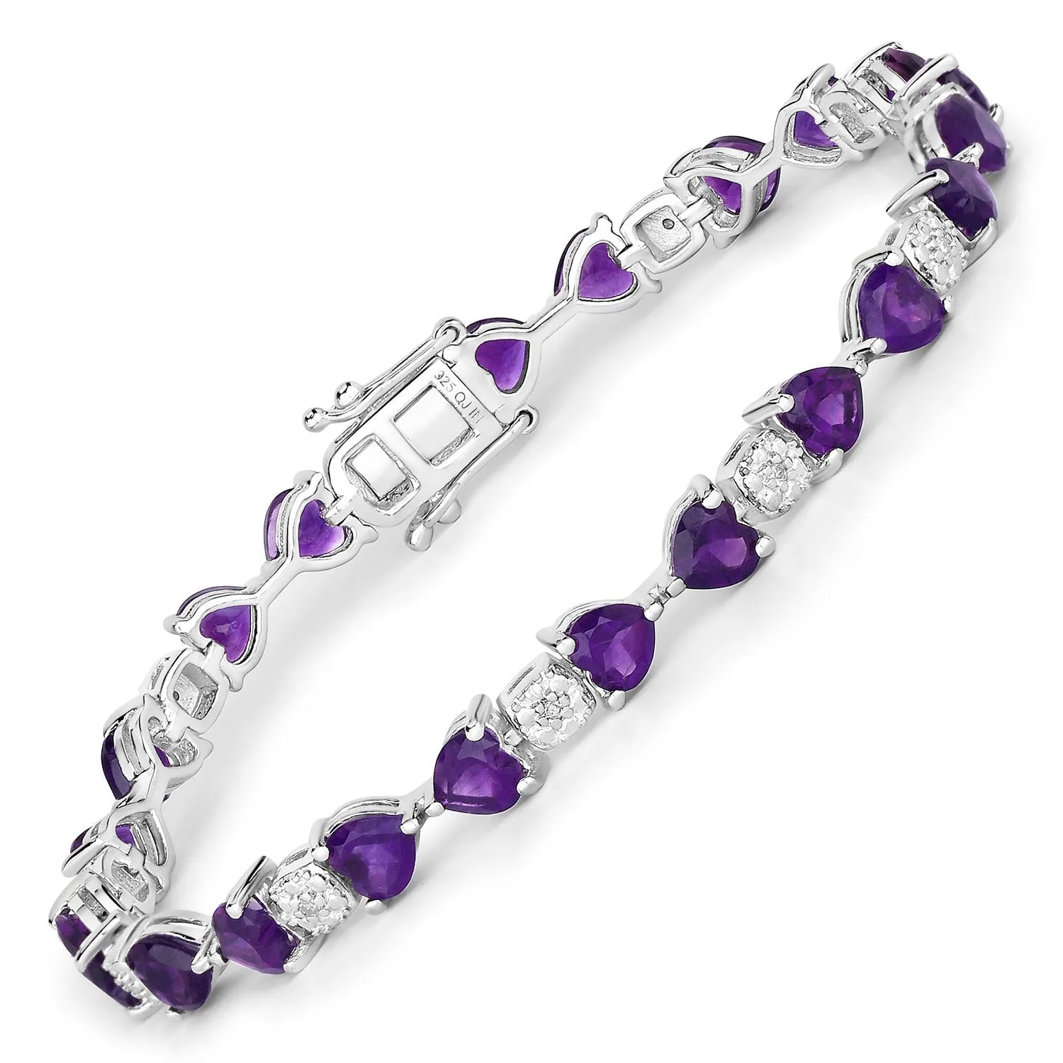 9.46 Ct Heart Purple Amethyst and Diamond Silver Tennis Bracelet sold by Zulily product image thumbnail 5