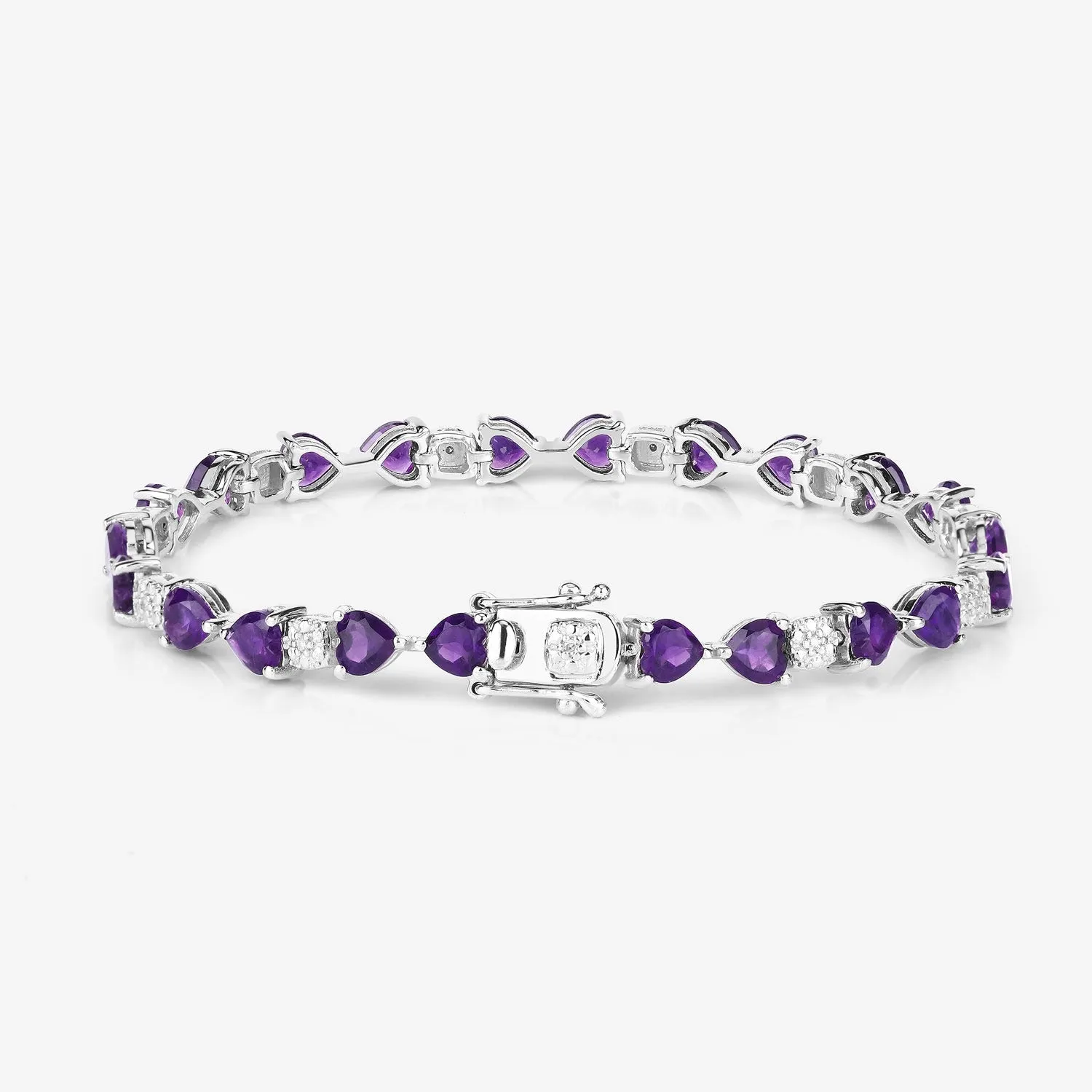 9.46 Ct Heart Purple Amethyst and Diamond Silver Tennis Bracelet sold by Zulily product image thumbnail 3