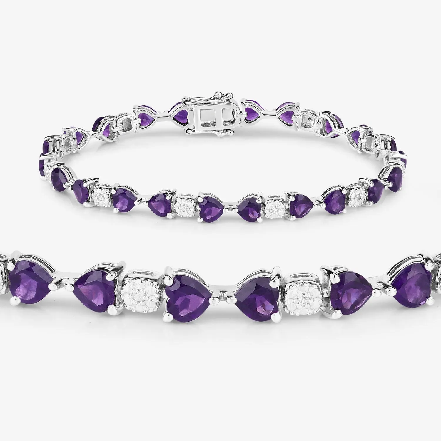 9.46 Ct Heart Purple Amethyst and Diamond Silver Tennis Bracelet sold by Zulily product image thumbnail 4